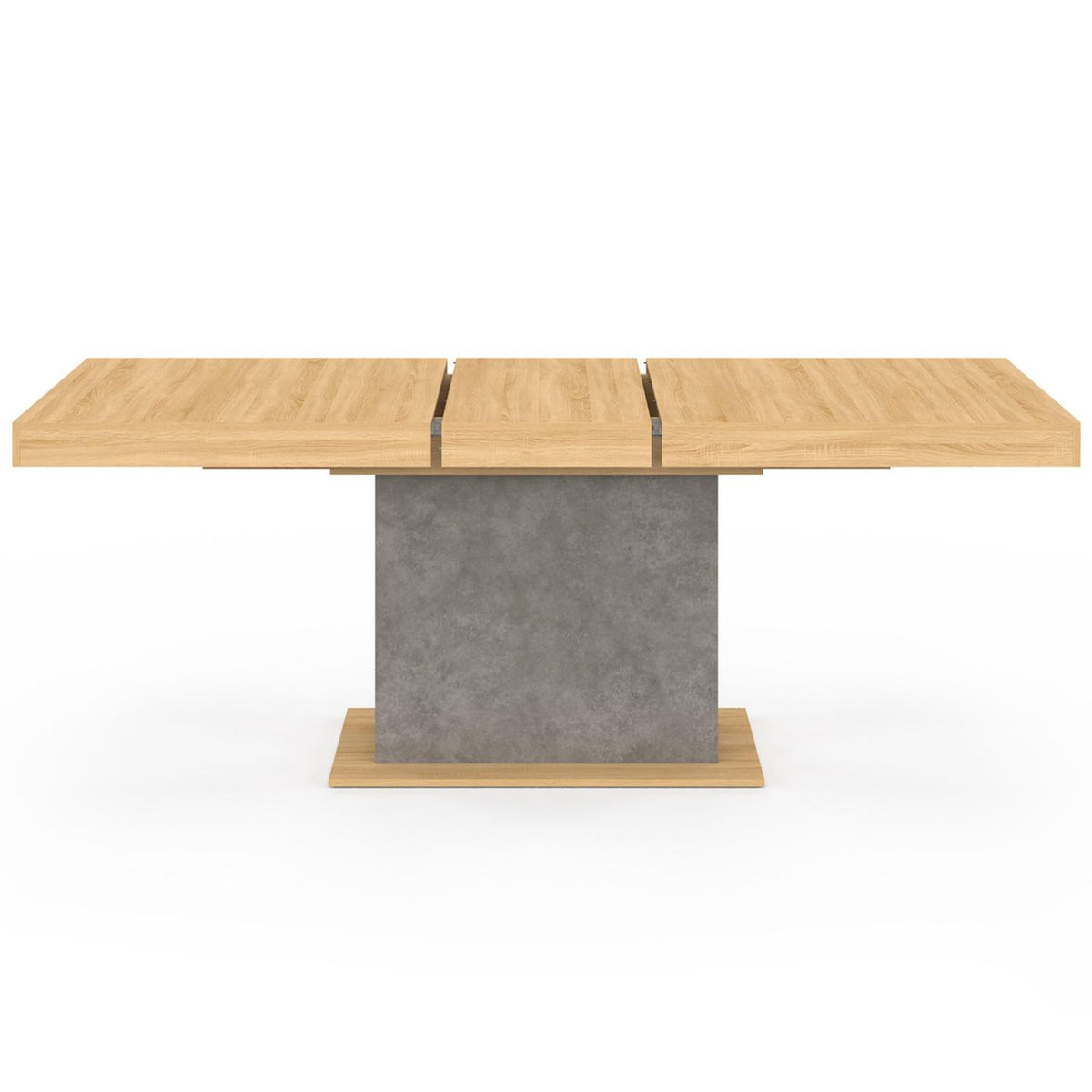 ID MARKET Table à manger extensible rectangle EDEN 6-10 personnes bois et effet béton 160-200 cm