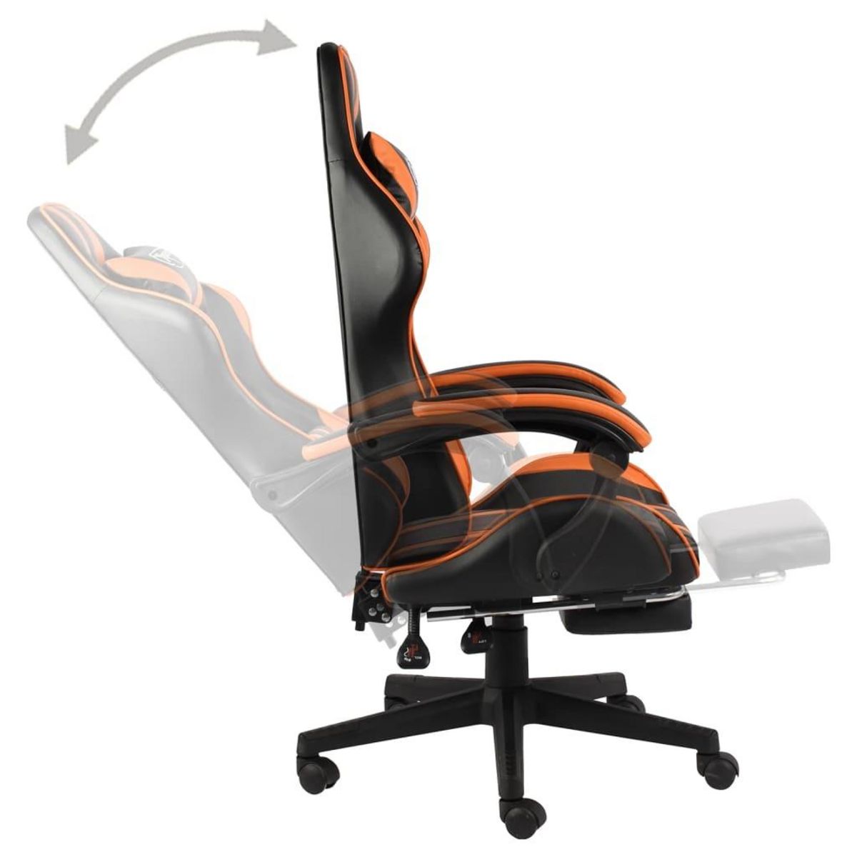 VIDAXL Fauteuil de jeux video et repose-pied Noir et orange Similicuir
