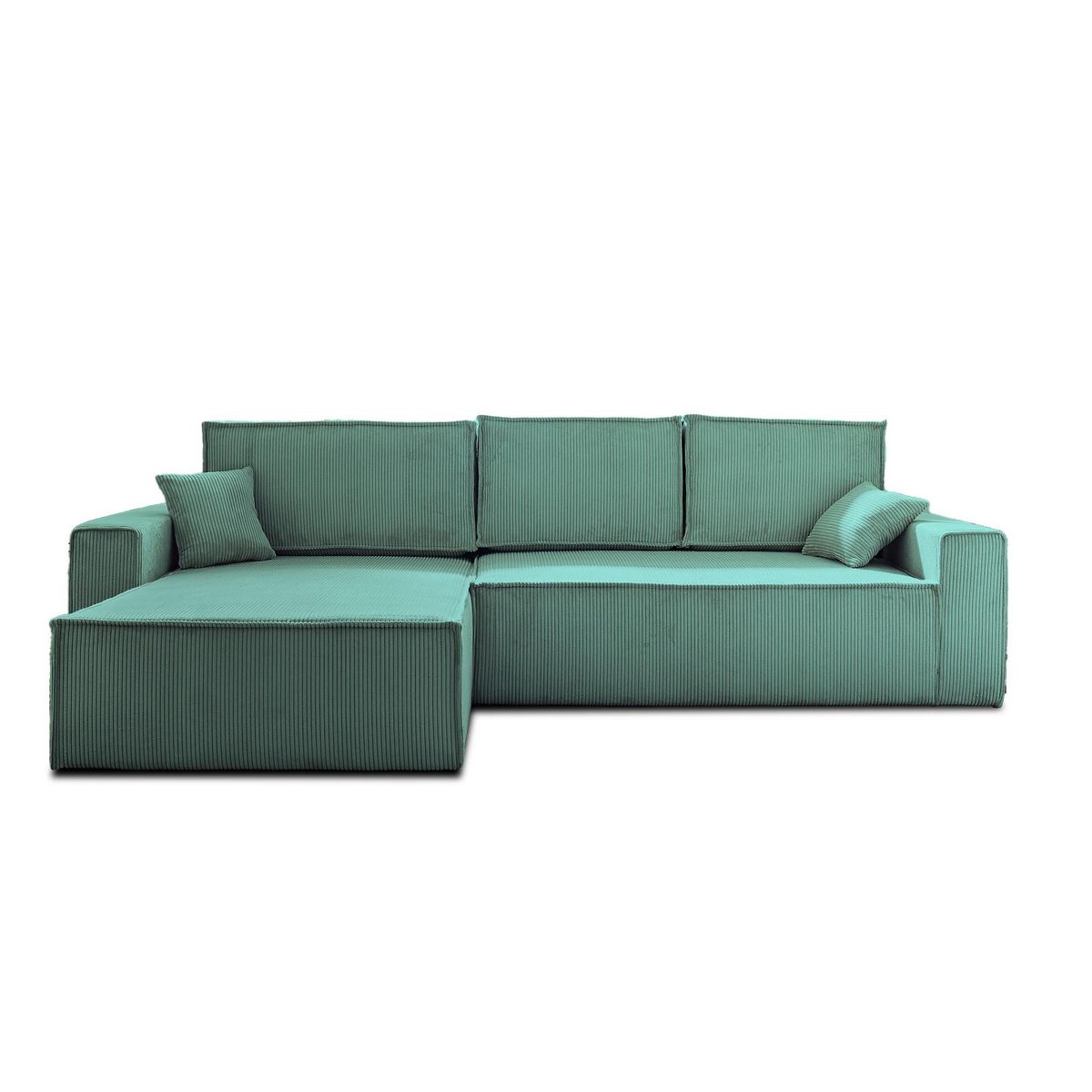 BEST MOBILIER Dellia - canapé d'angle réversible convertible - avec coffre - en velours côtelé - 4 places