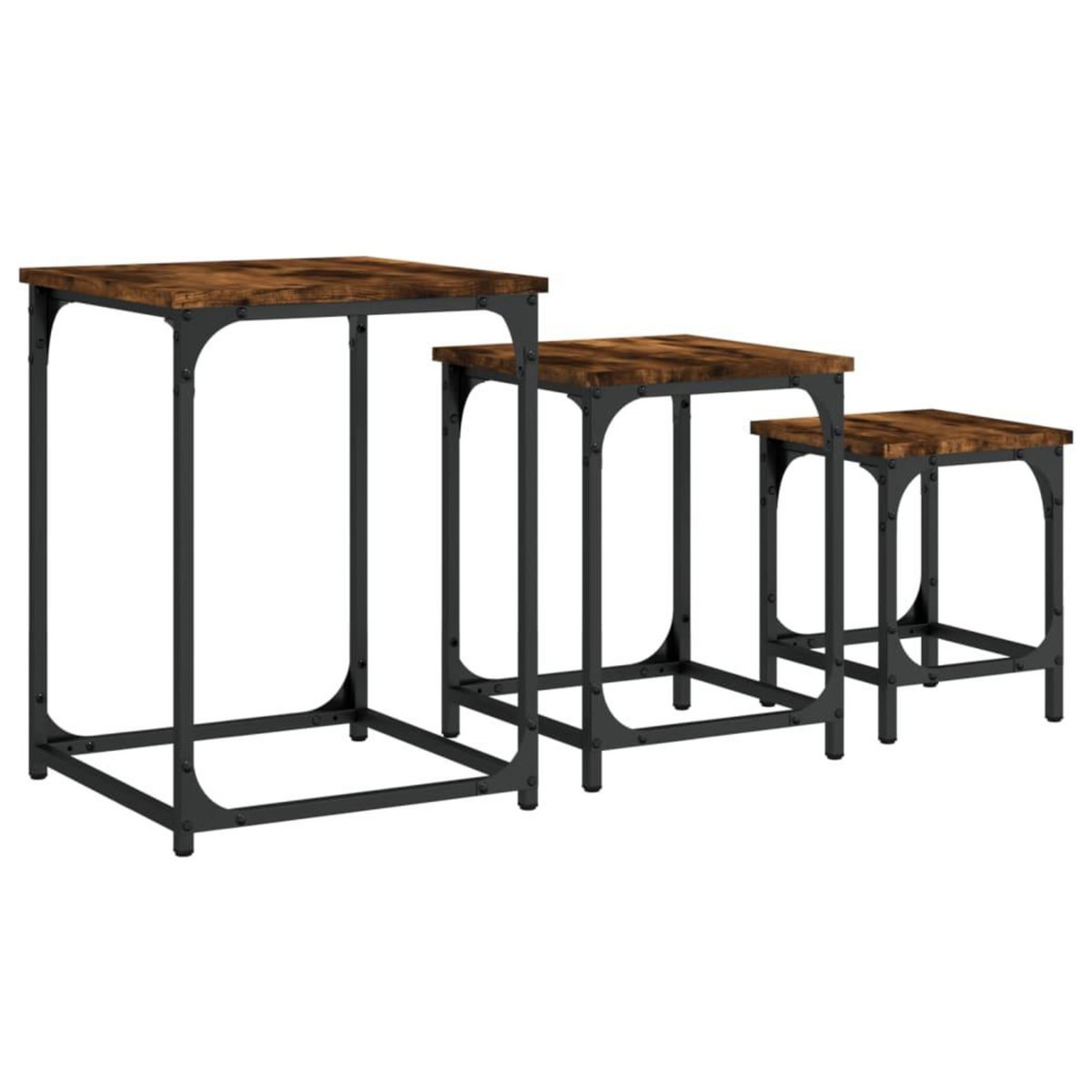 VIDAXL Tables basses gigognes 3 pcs chene fume bois d'ingenierie