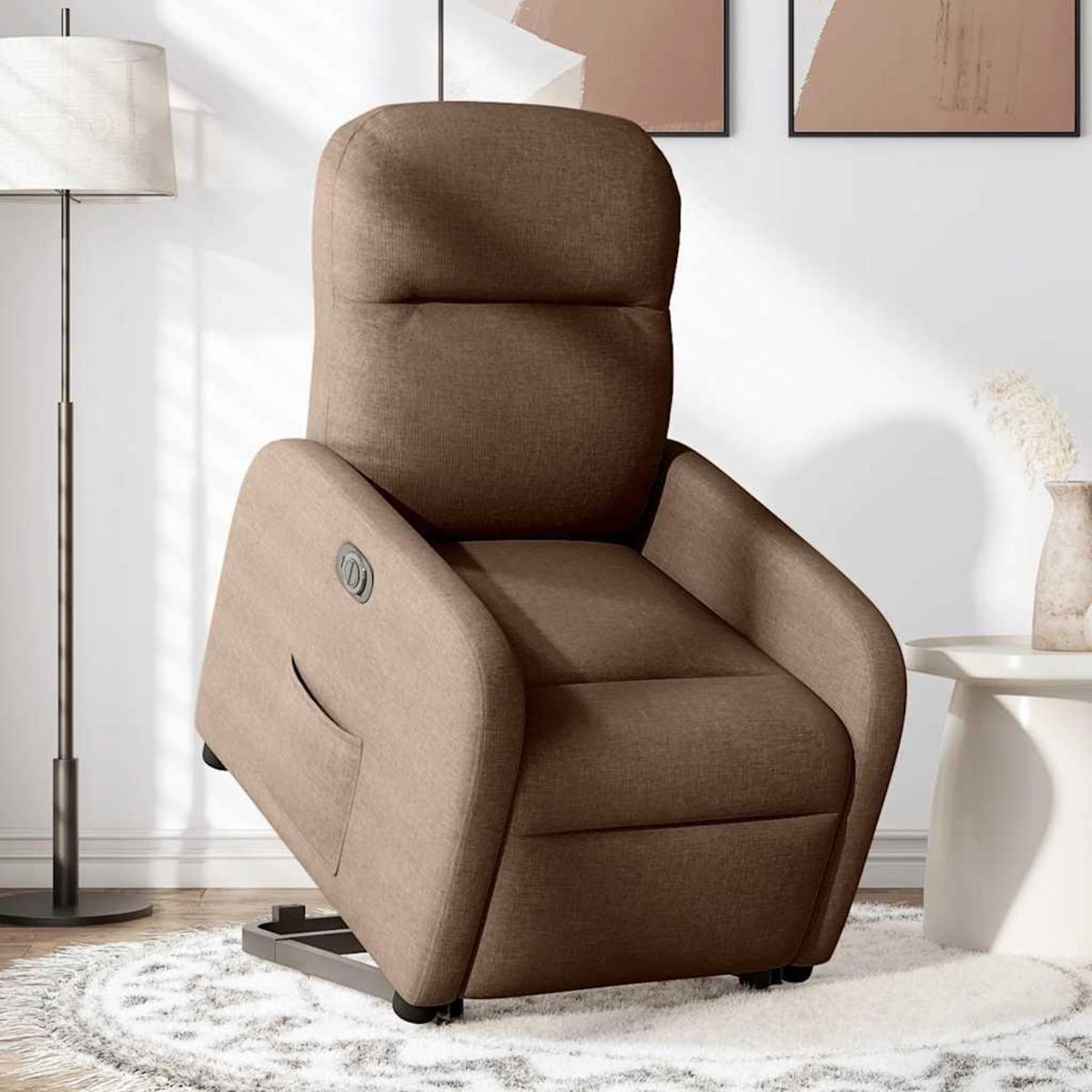 VIDAXL Fauteuil inclinable electrique marron tissu