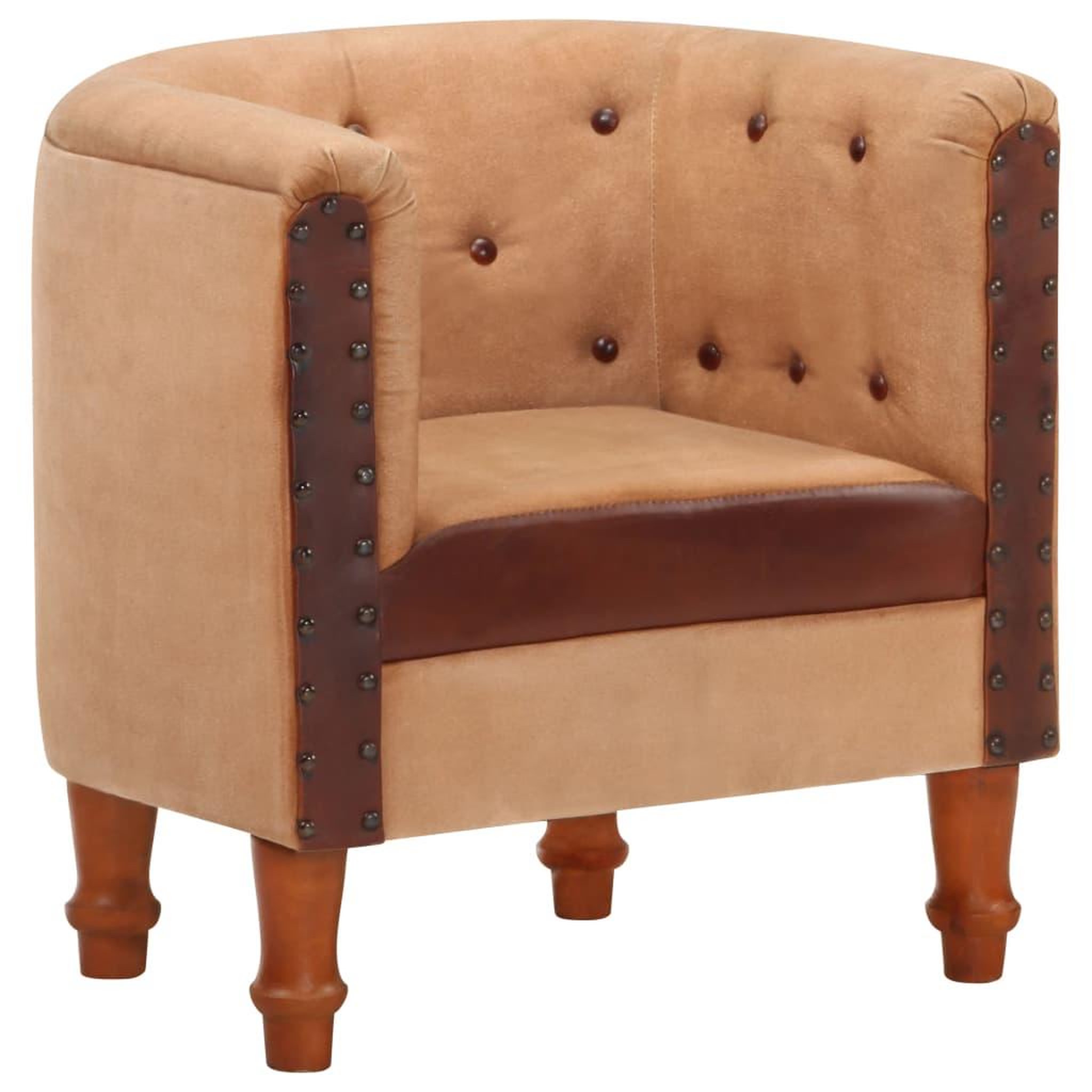 Voir la diapositive 1 : VIDAXL Chaise cabriolet marron cuir veritable bois de manguier massif