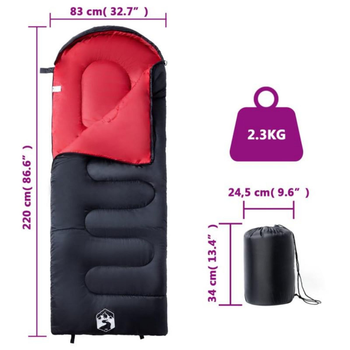 VIDAXL Sac de couchage pour adultes camping 3 4 saisons