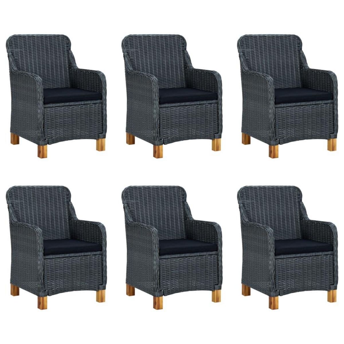 VIDAXL Ensemble a manger de jardin 7 pcs Gris fonce