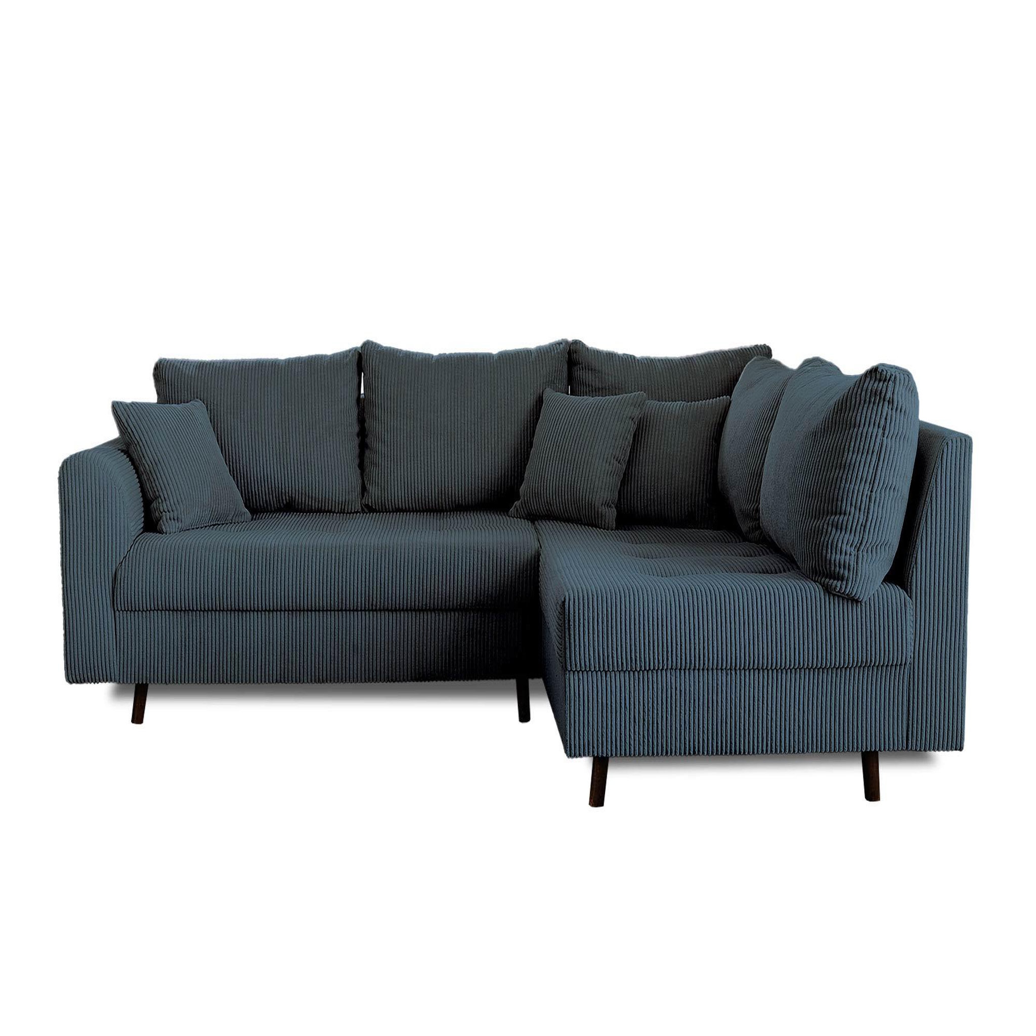 Voir la diapositive 1 : LISA DESIGN Rune - canapé d'angle droit - 4 places - avec pouf d'appoint - en velours côtelé