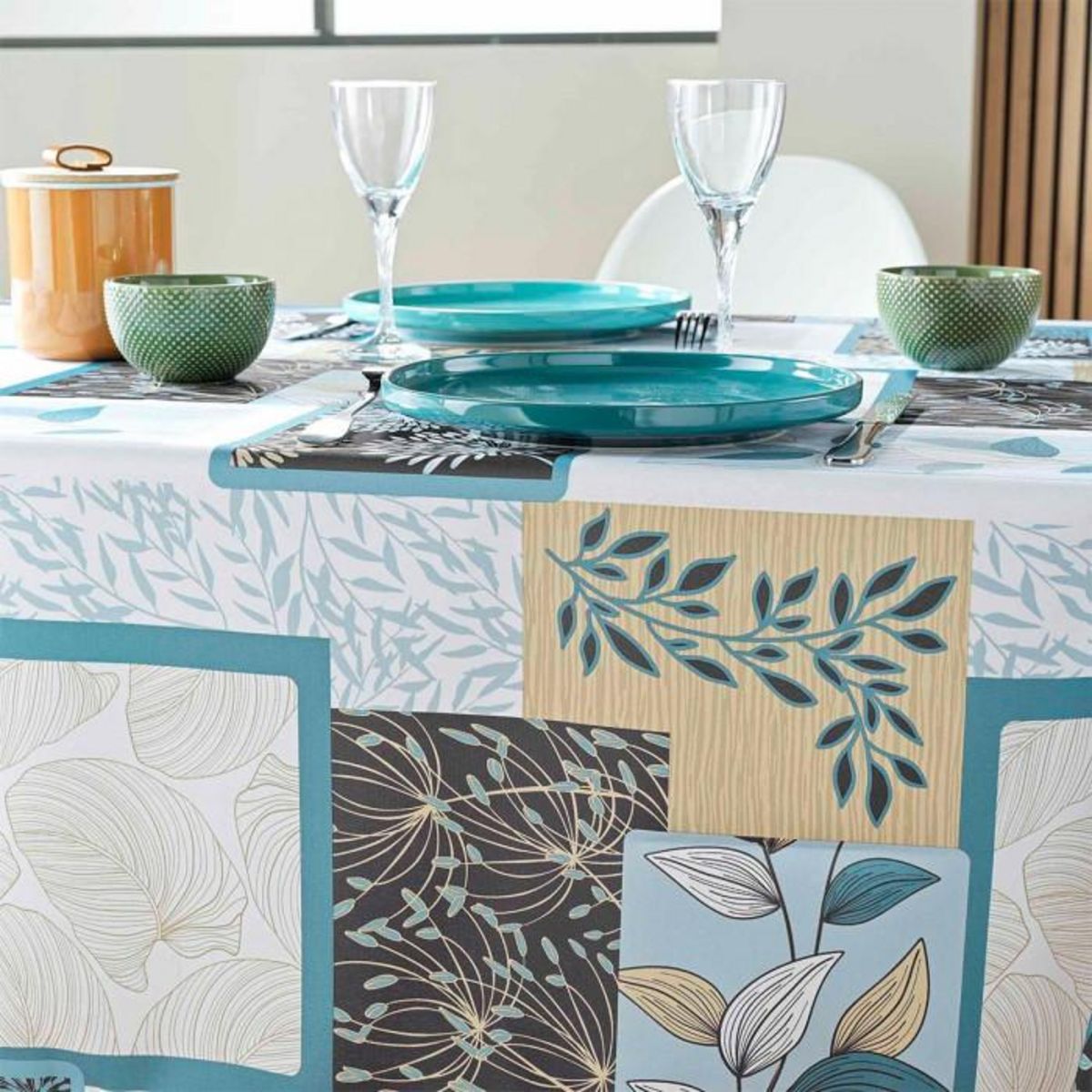 Paris Prix Nappe Antitache Imprimé  Faya  150x240cm Sauge