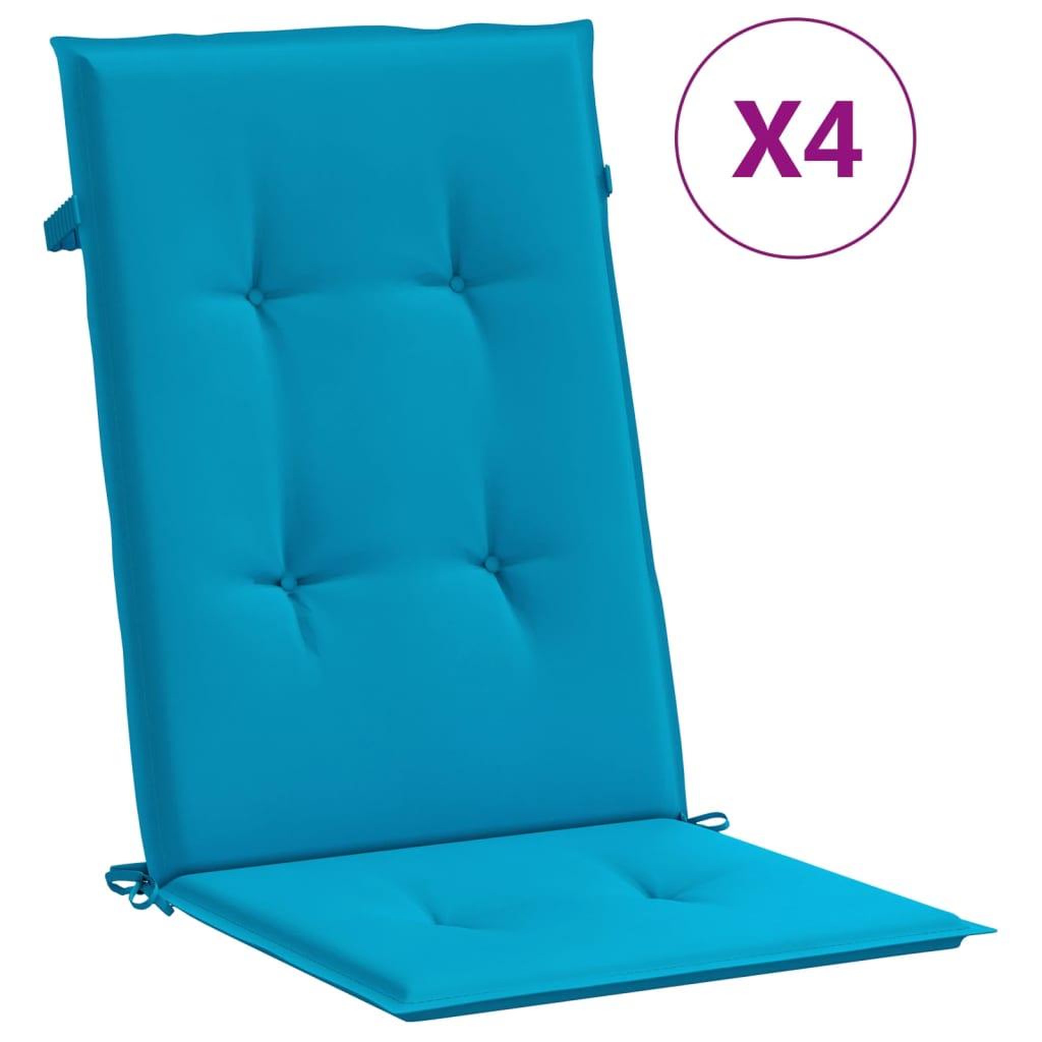 Voir la diapositive 2 : VIDAXL Coussins de chaise de jardin a dossier haut lot de 4 bleu tissu