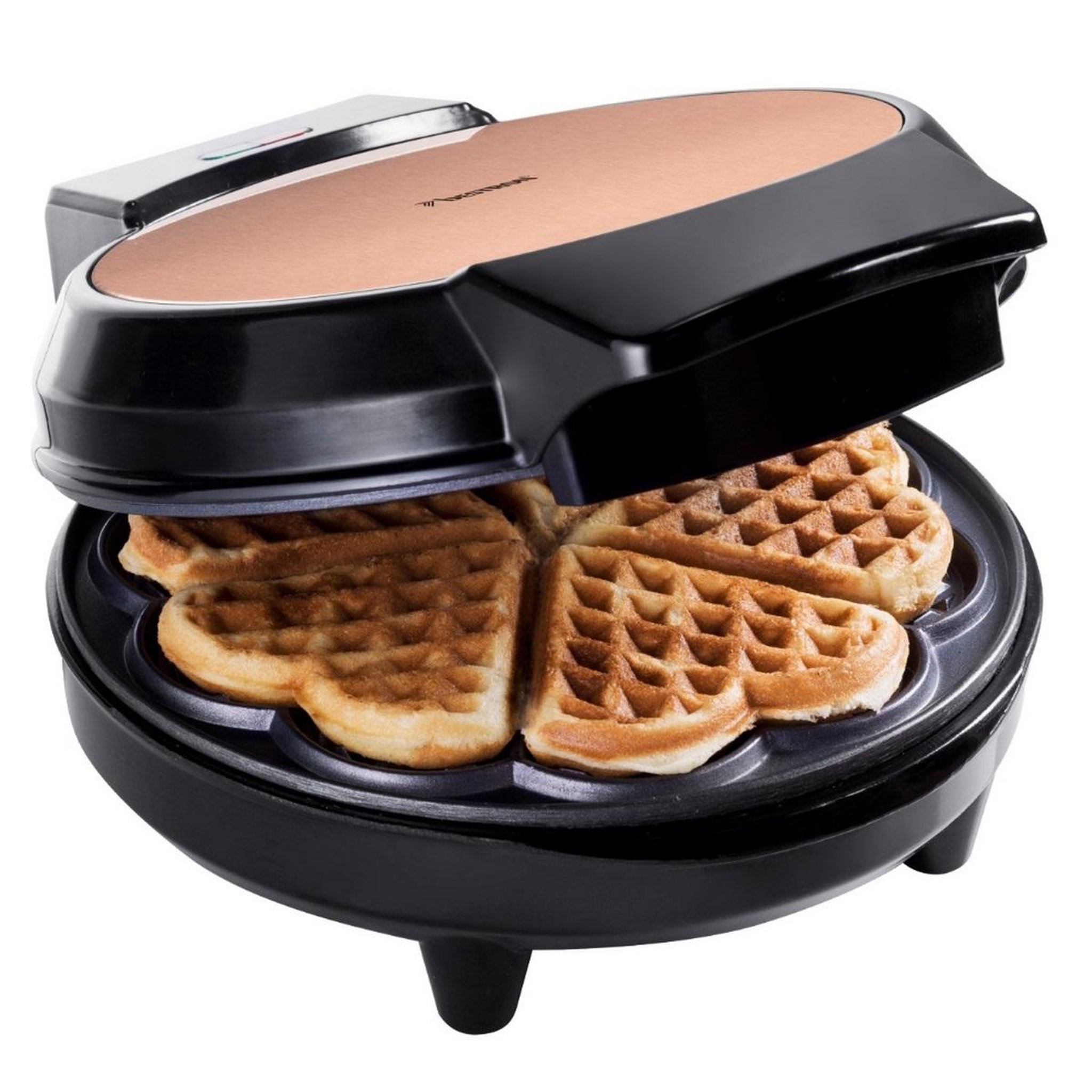 Voir la diapositive 2 : Bestron Gaufrier forme de 5 cœurs 700w noir - awm700co
