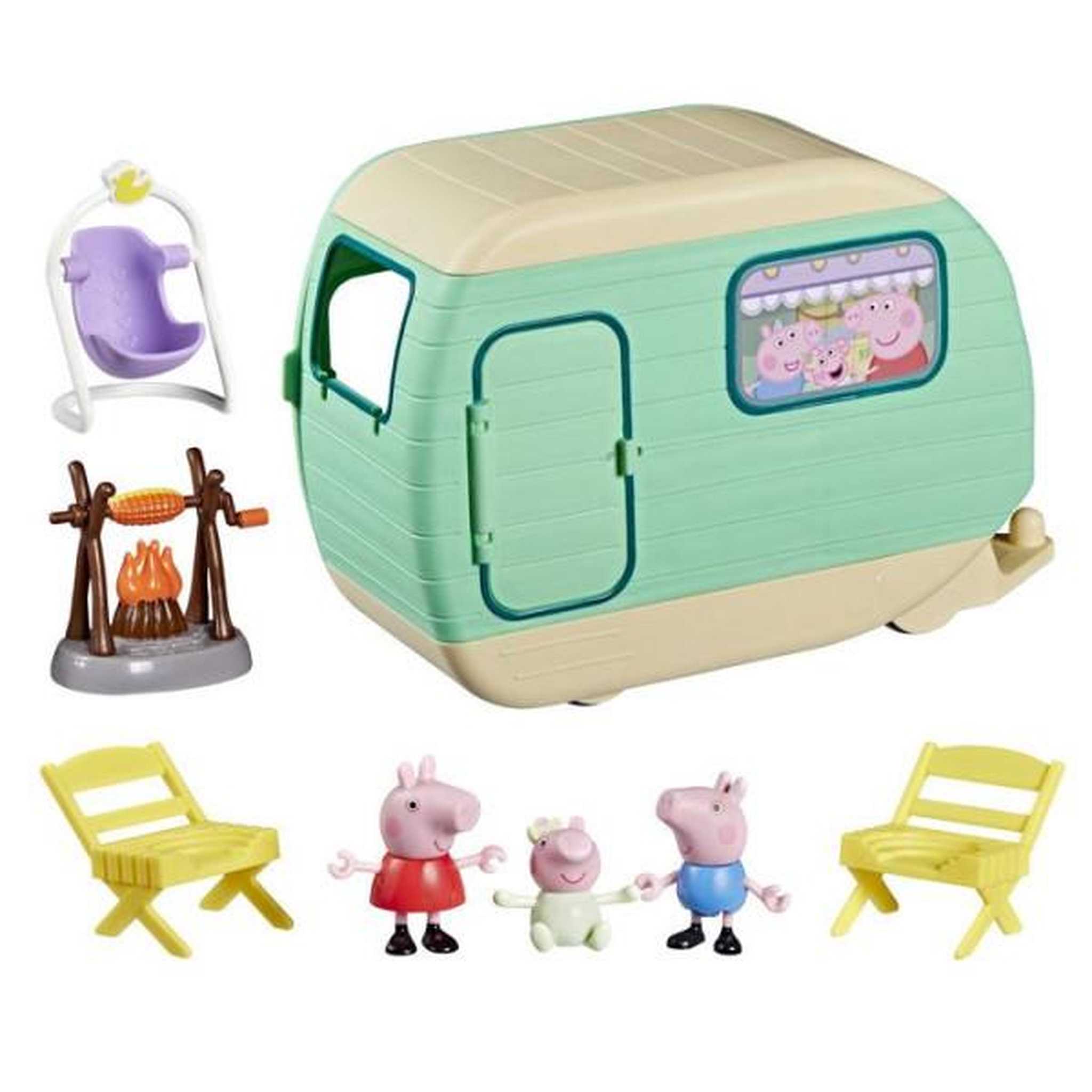 HASBRO Peppa Pig La caravane des trois petits cochons, coffret de 3 figurines avec Bébé Evie, jouets préscolaires pour enfants, dè