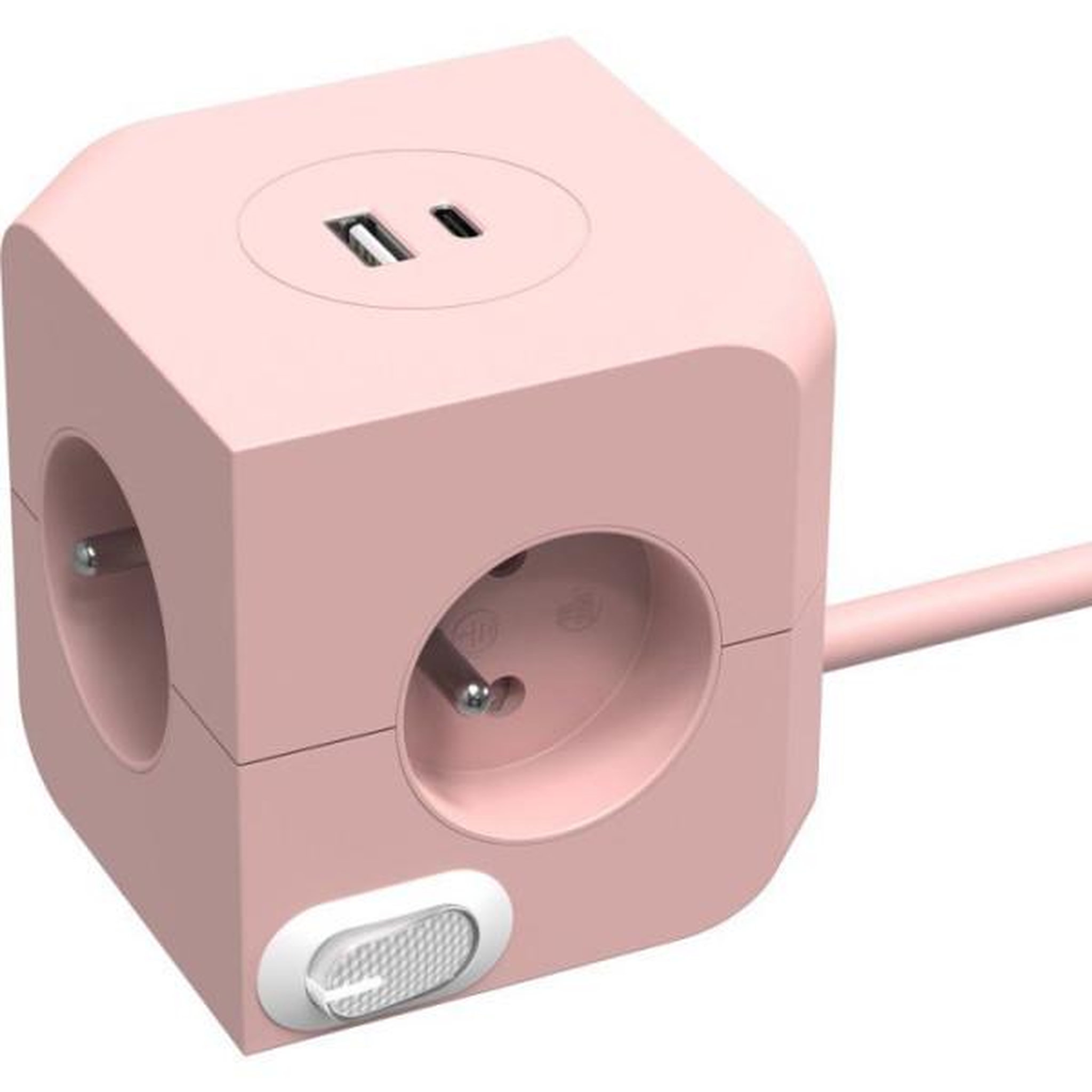 Voir la diapositive 2 : LINK2HOME Cube multiprise avec double port usb - link2home - 4 prises secteur 16a - 2 ports usb - 3680 w max - rose
