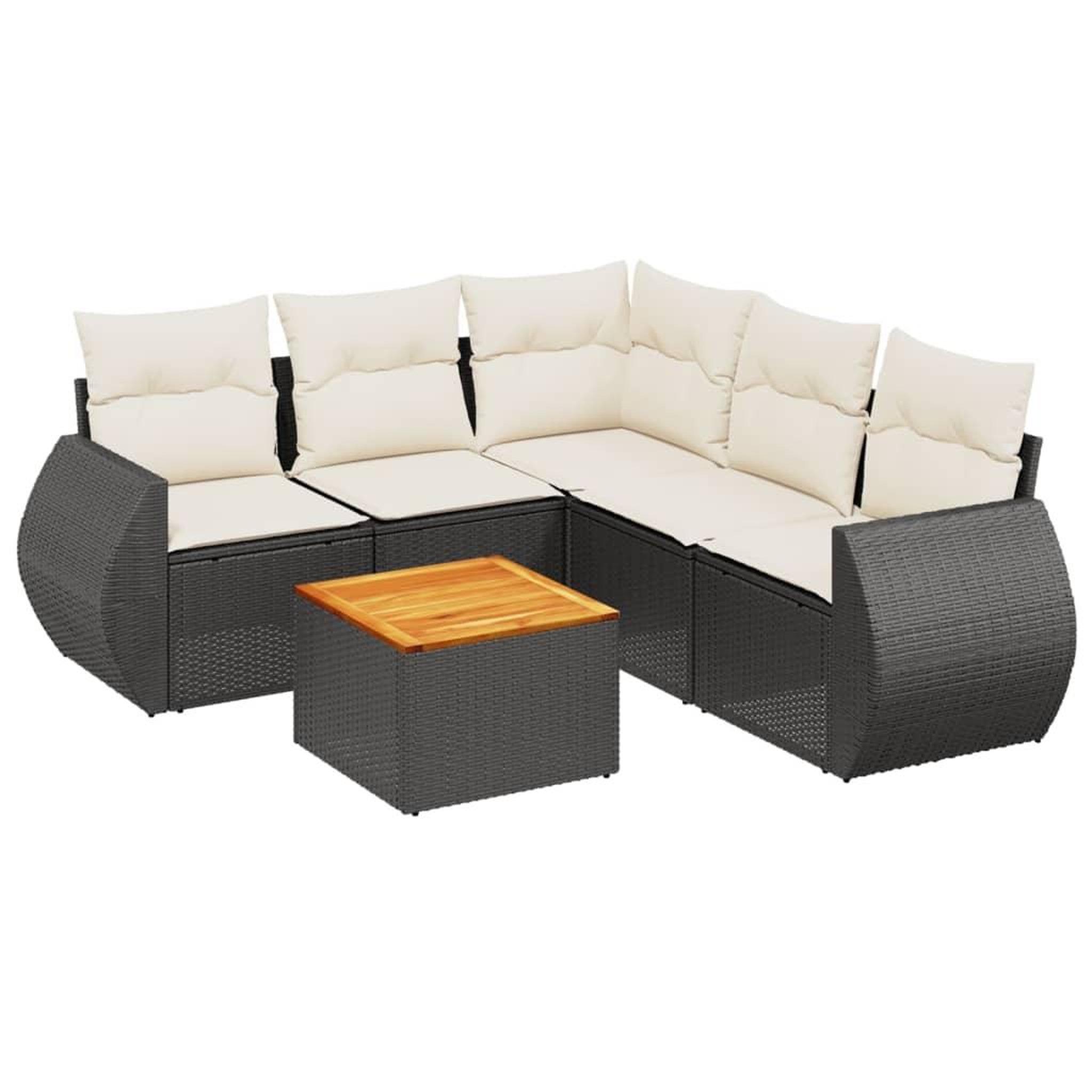 Voir la diapositive 2 : VIDAXL Salon de jardin 6 pcs avec coussins noir resine tressee