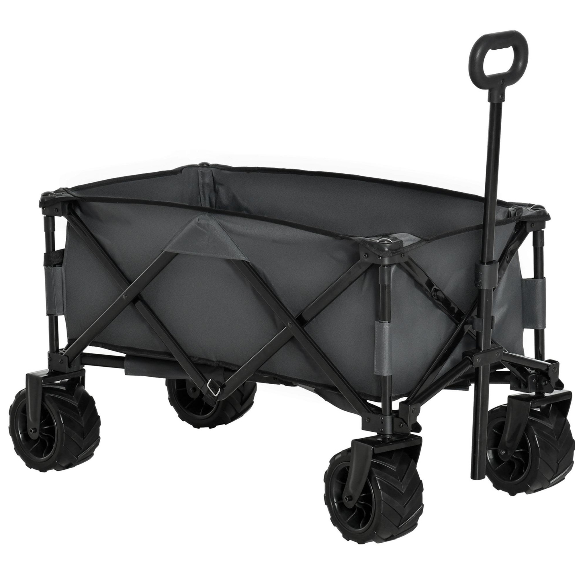 OUTSUNNY Chariot de transport pliable à roulettes - poignée télescopique - max. 70 Kg - métal noir oxford gris