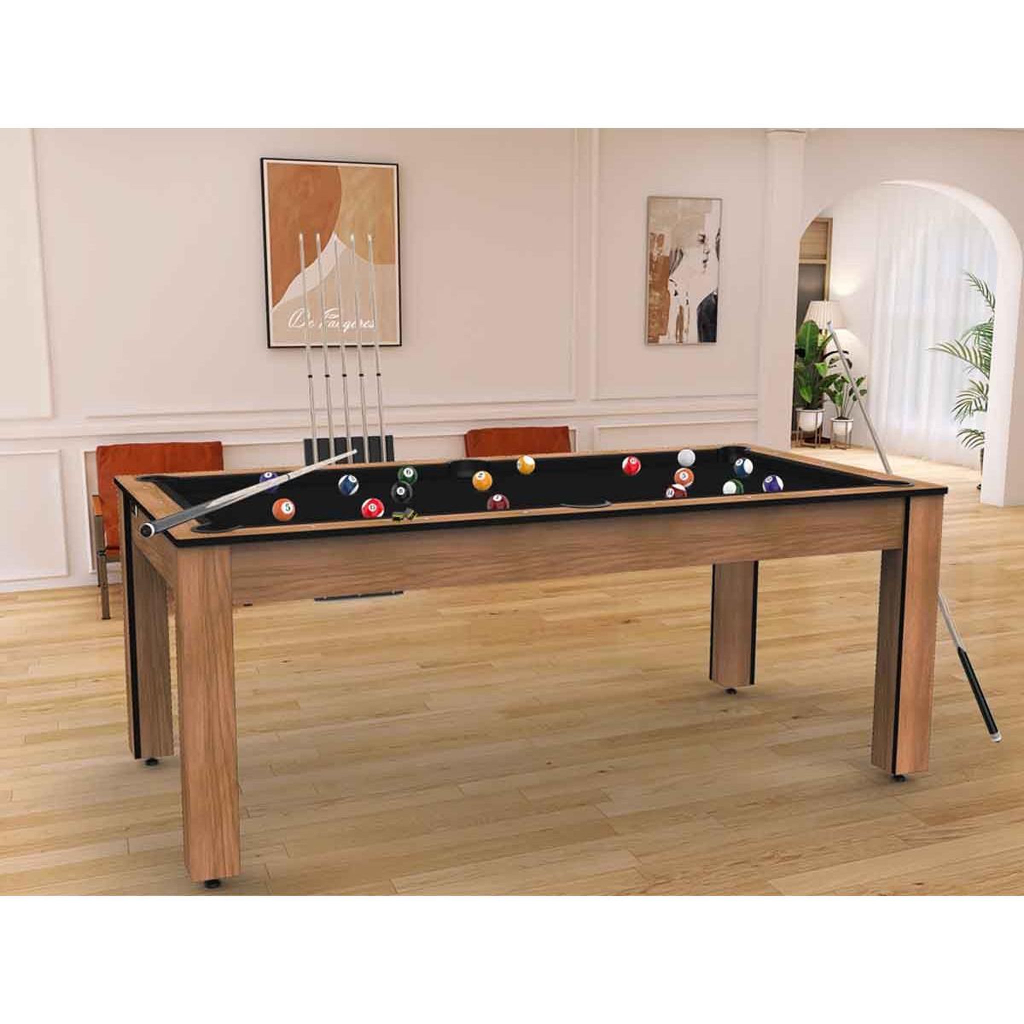 Voir la diapositive 3 : DE FAUGERES Table de Billard Convertible  Oregon  213cm Hêtre & Noir