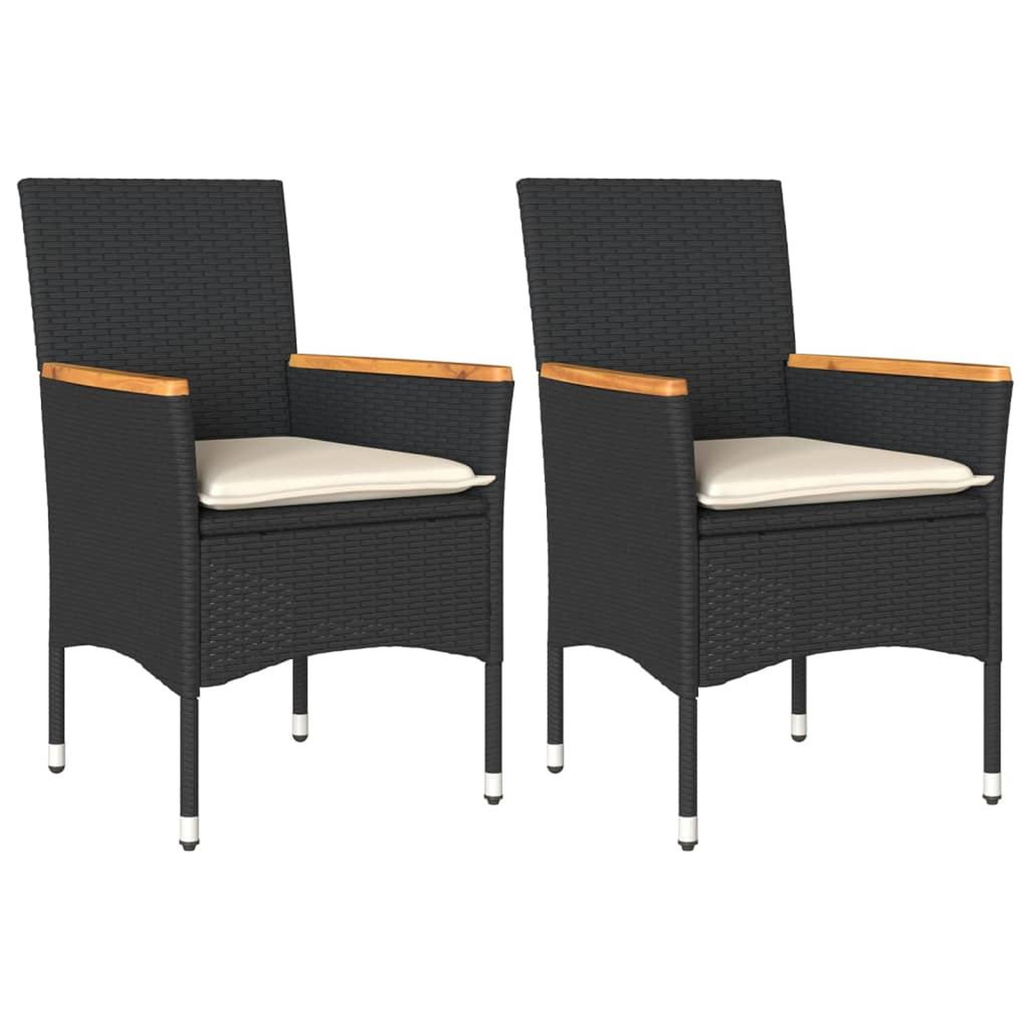 Voir la diapositive 2 : VIDAXL Chaises de jardin avec coussins lot de 2 noir resine tressee