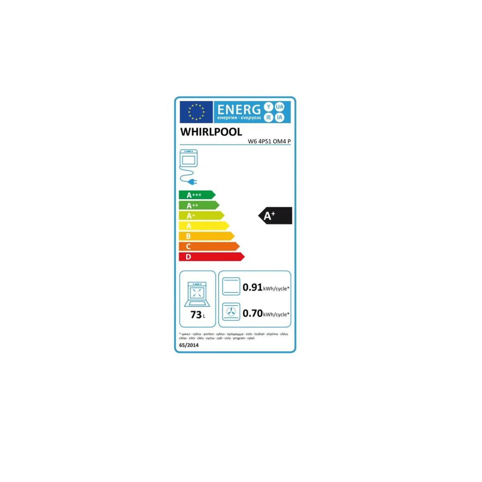 Voir la diapositive 2 : Whirlpool Four intégrable multifonction 73l 60cm pyrolyse inox - w64ps1om4p