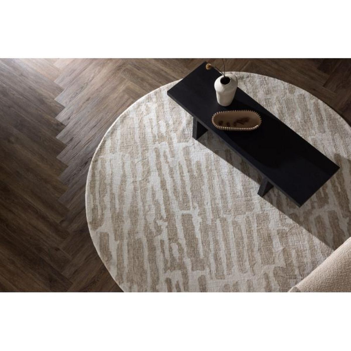 Paris Prix Tapis Déco Rond  Milos  200cm Beige