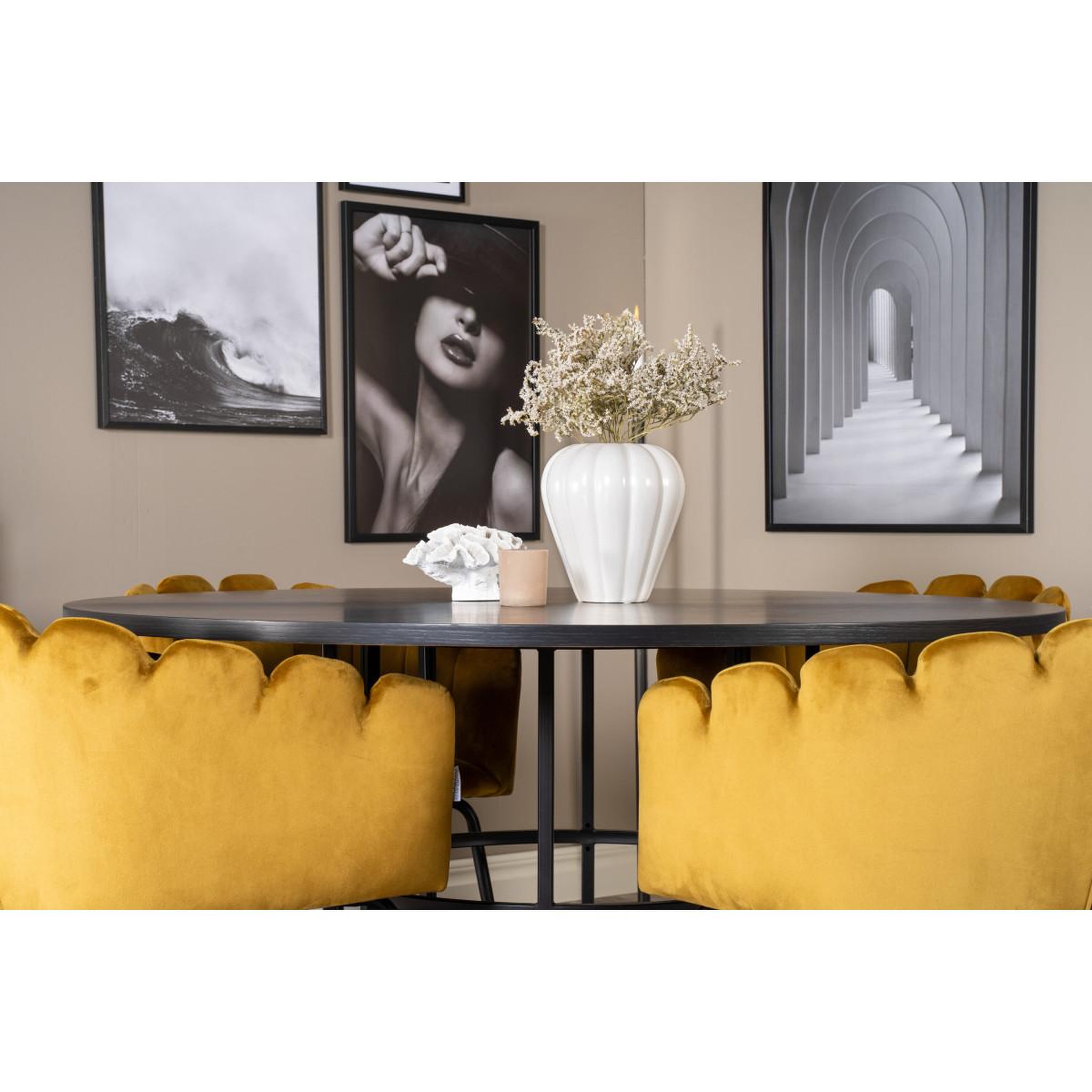 Voir la diapositive 5 : Paris Prix Ensemble table à manger & 4 chaises  copenhagen & limhamn  140cm jaune & noir