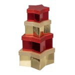 ATMOSPHERA Lot de 4 Boîtes Déco  Etoile  23cm Rouge & Or