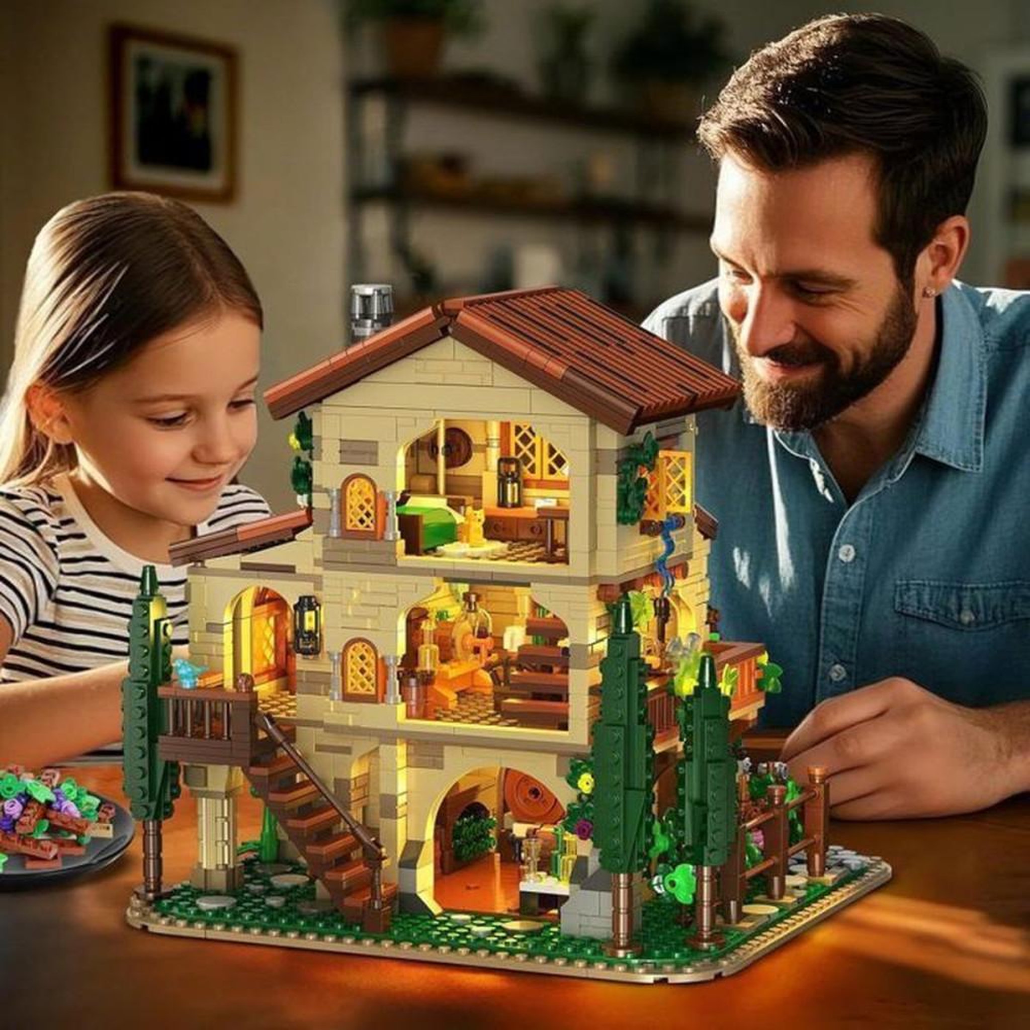 Voir la diapositive 5 : Coffret Château viticole LED 1 826 pièces, modèle 3 niveaux en ABS