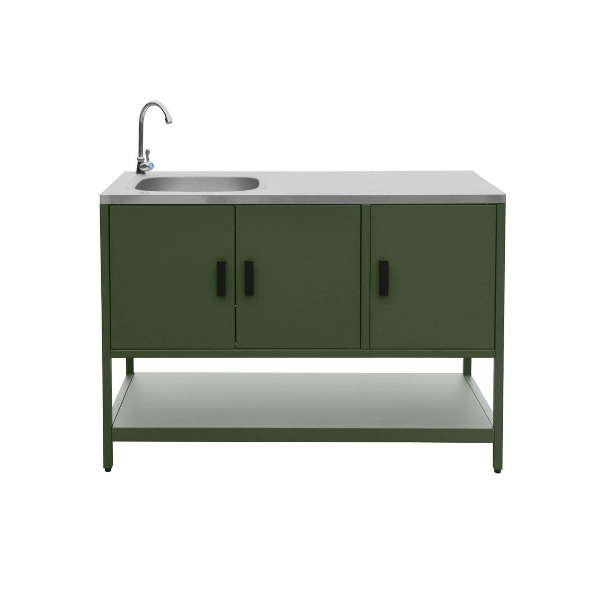 SWEEEK Cuisine extérieure Naxos 2 modules acier inoxydable barbecue au charbon avec évier