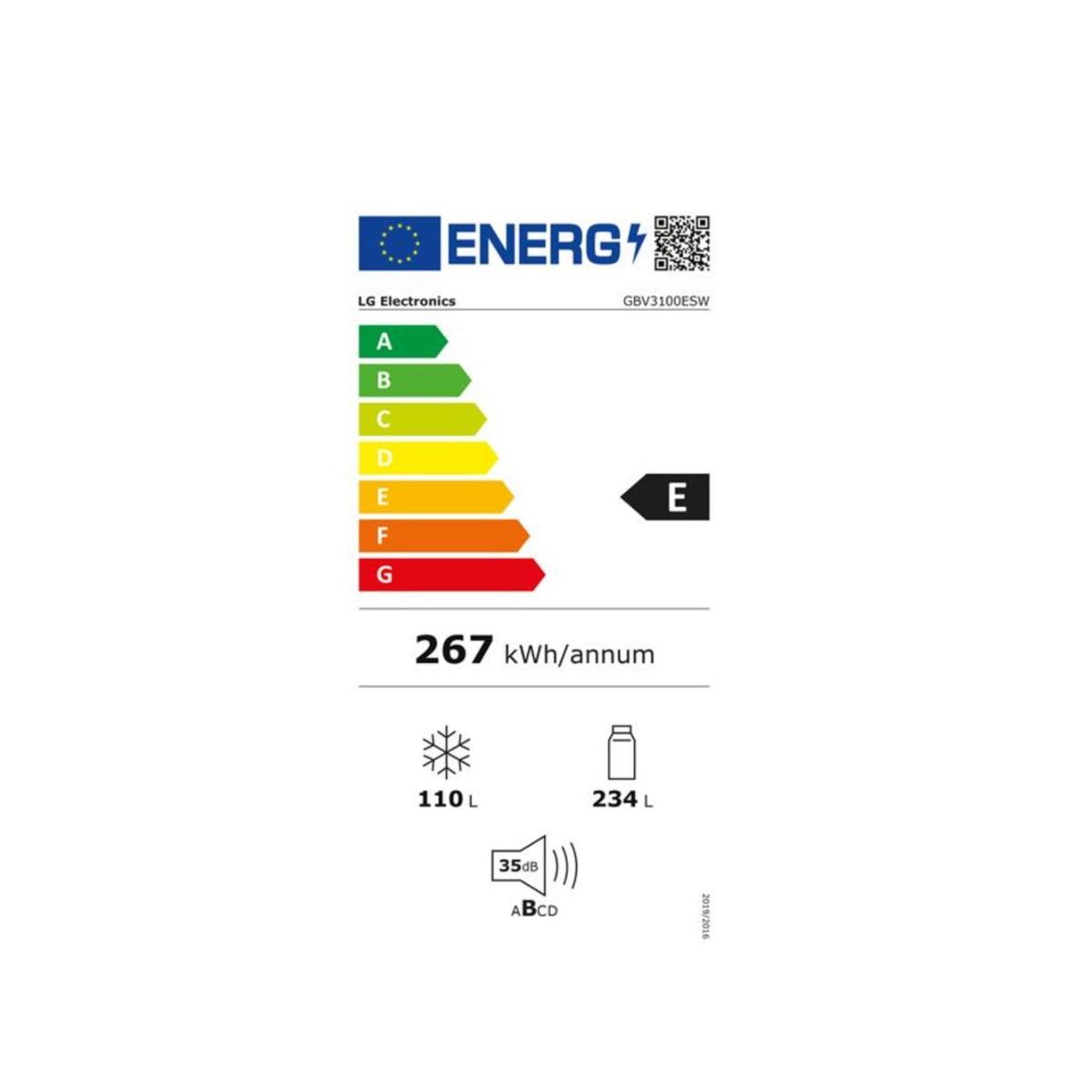 Voir la diapositive 2 : LG Réfrigérateur combiné 186cm 344l ventilé blanc - gbv3100esw