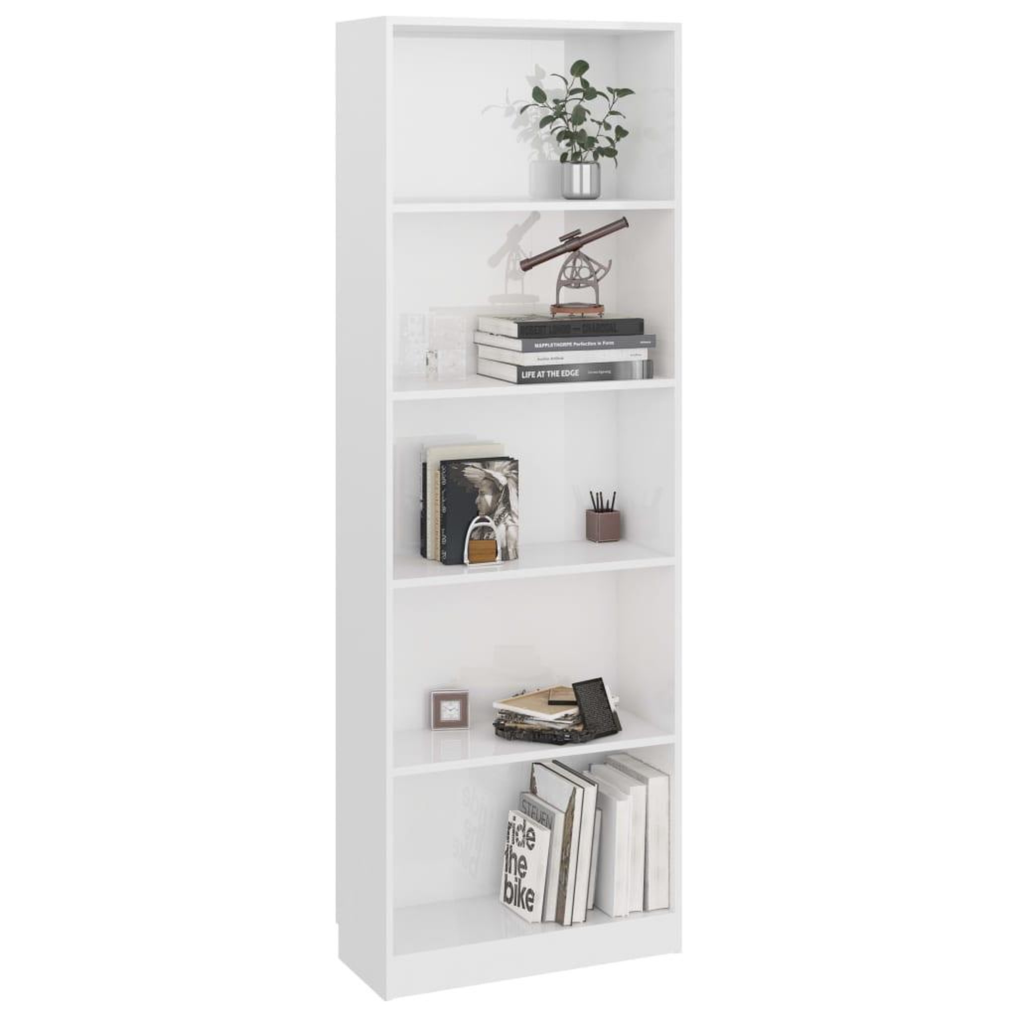 Voir la diapositive 3 : VIDAXL Bibliotheque 5 niveaux blanc brillant Bois d'ingenierie
