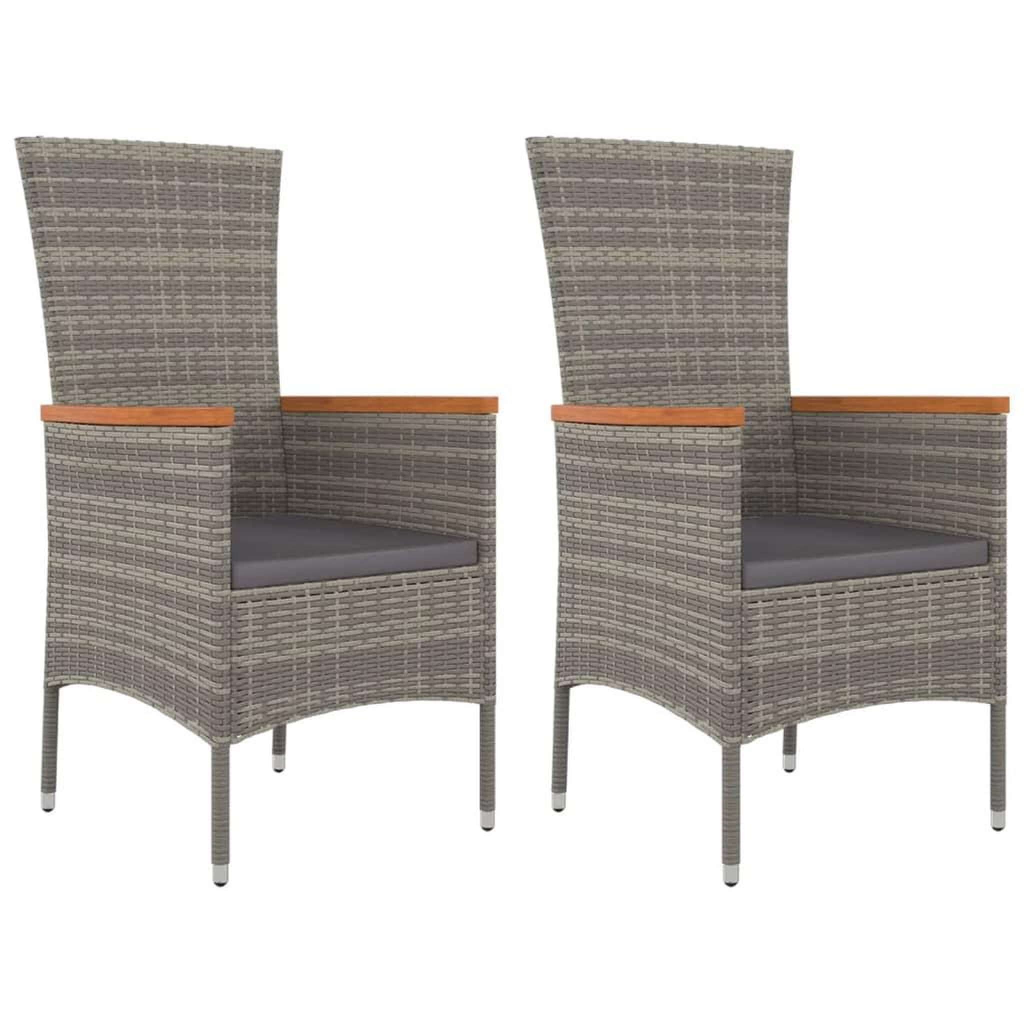 Voir la diapositive 2 : VIDAXL Chaises de jardin avec coussins lot de 2 Resine tressee Gris