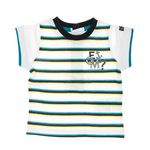 ELLE EST OU LA MER T shirt  à Rayures Garçon EOM Ezafio. Coloris disponibles : Blanc