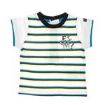 ELLE EST OU LA MER T shirt  à Rayures Garçon EOM Ezafio. Coloris disponibles : Blanc