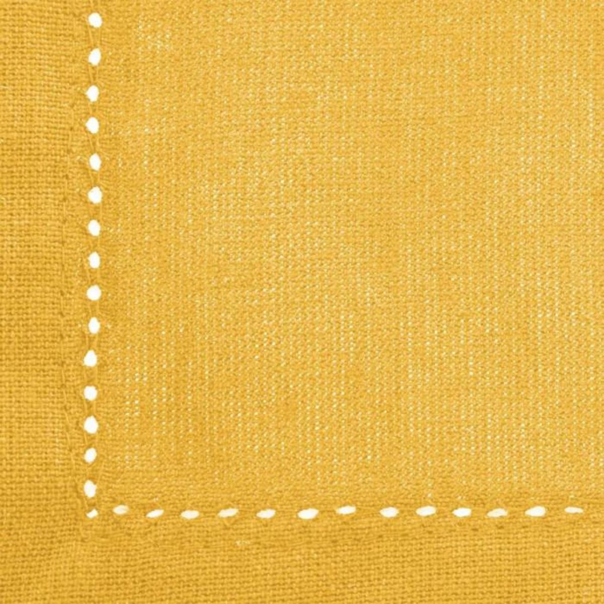 ATMOSPHERA Lot de 4 Serviettes de Table  Chambray  40x40cm Ocre