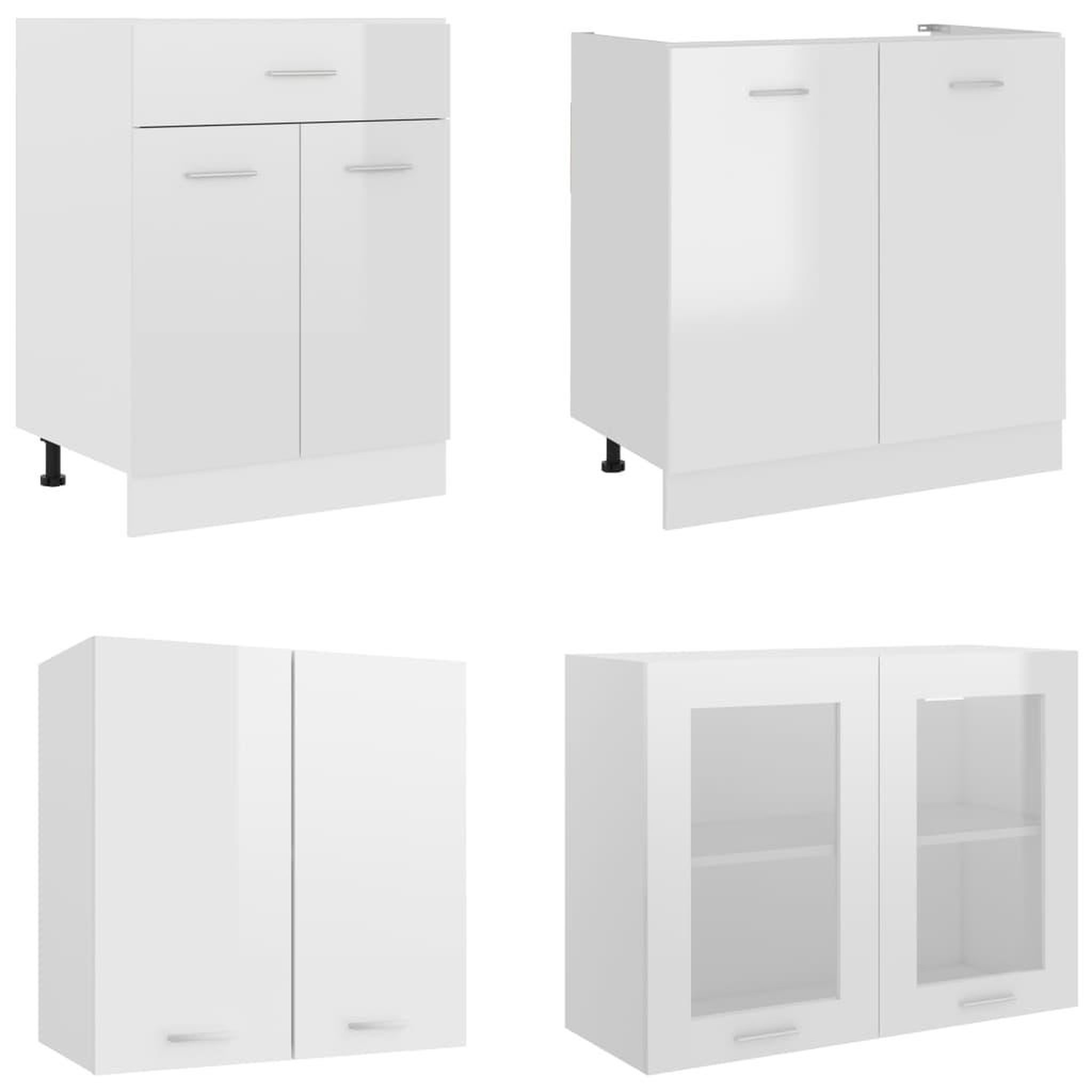Voir la diapositive 4 : VIDAXL Ensemble de meubles de cuisine 4 pcs Blanc brillant Agglomere