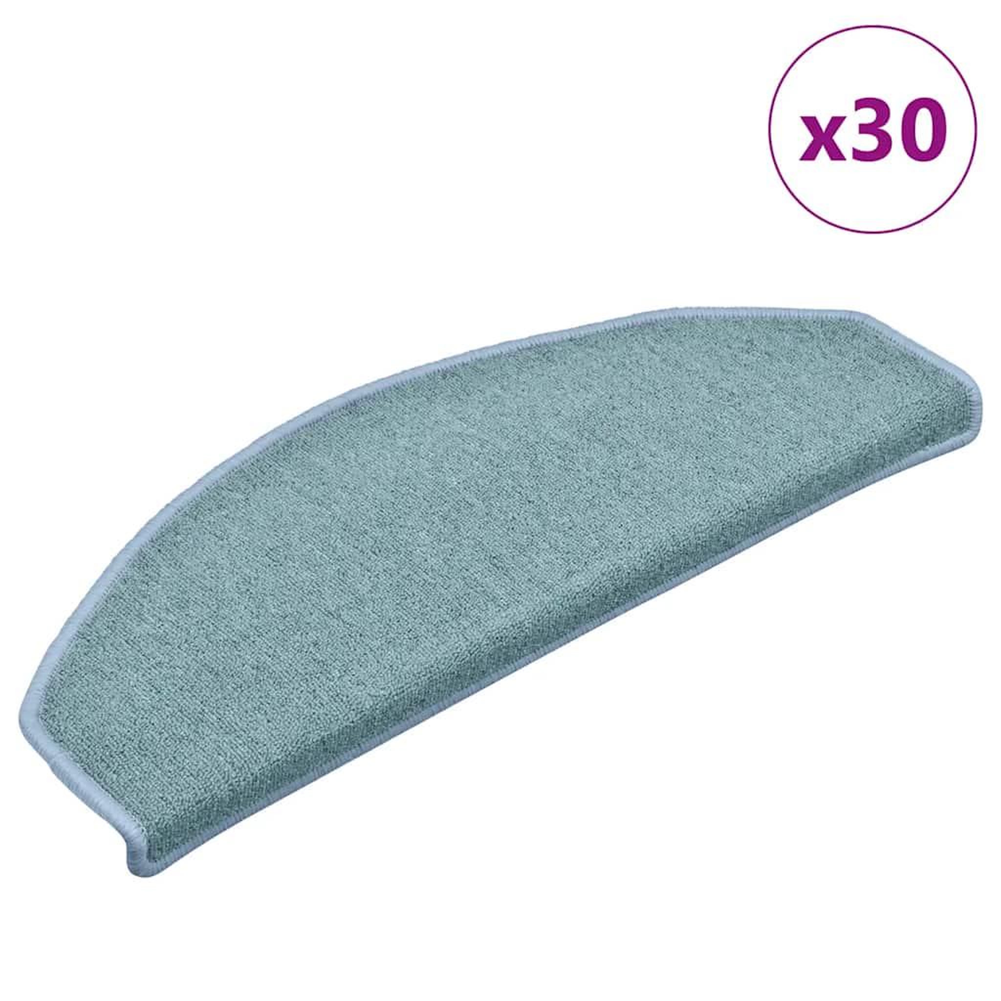 VIDAXL Tapis d'escalier 30 pcs bleu 65x24x4 cm
