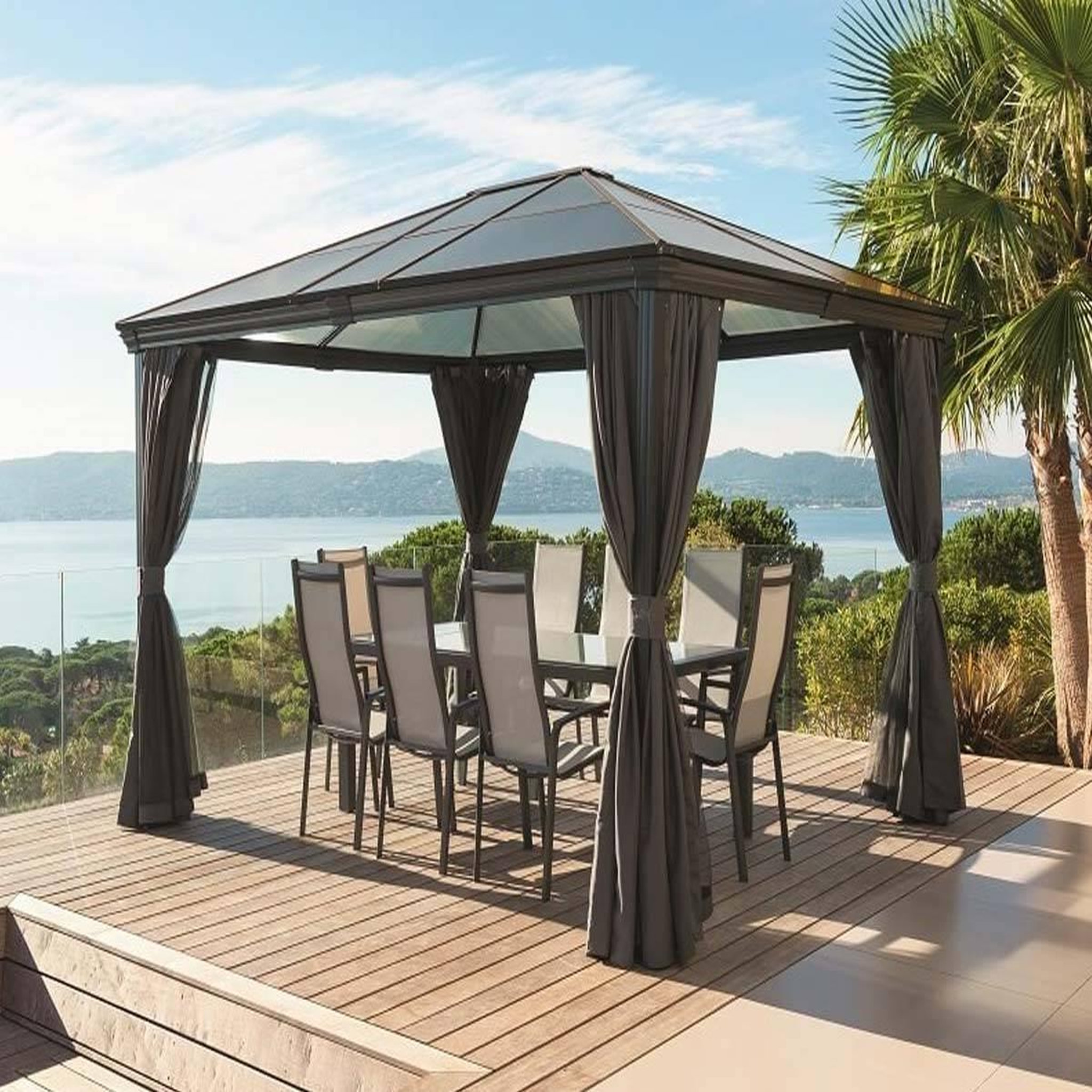 Voir la diapositive 2 : HESPERIDE Tonnelle de jardin en aluminium belize - 3 x 3,6 m - hespéride