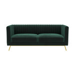 Rendez vous déco Canapé 2 places en velours vert foncé-Gatsby