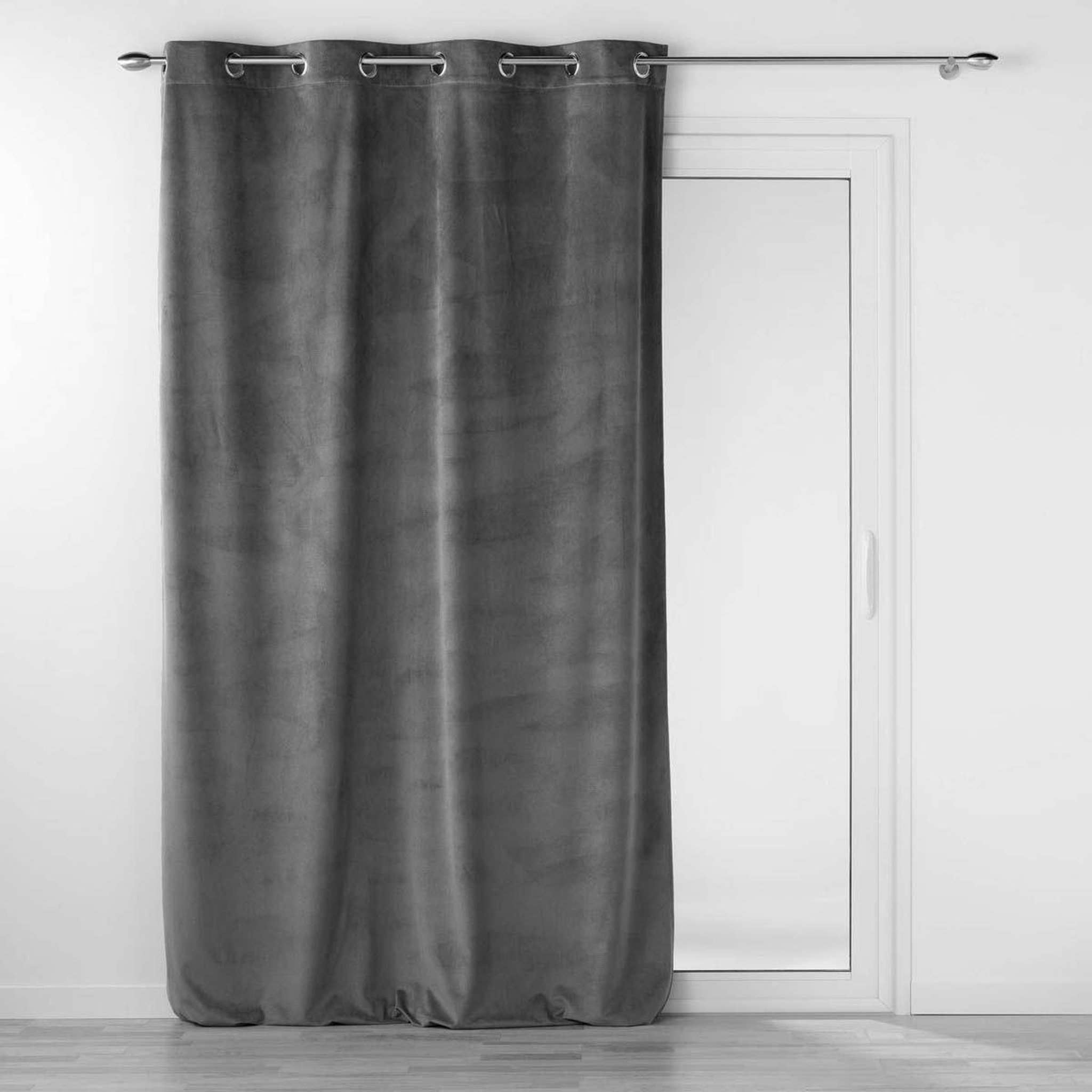Douceur d'Intérieur Rideau à œillets  velouriane  140x260cm gris anthracite