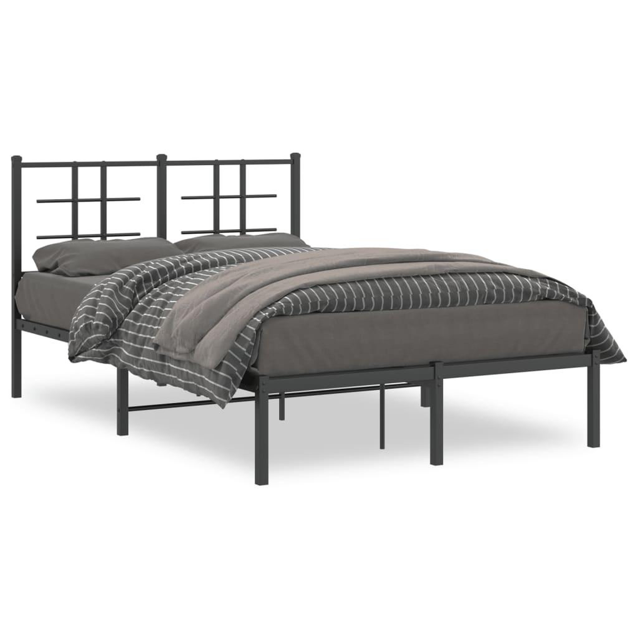 Voir la diapositive 2 : VIDAXL Cadre de lit metal sans matelas avec tete de lit noir 120x190cm