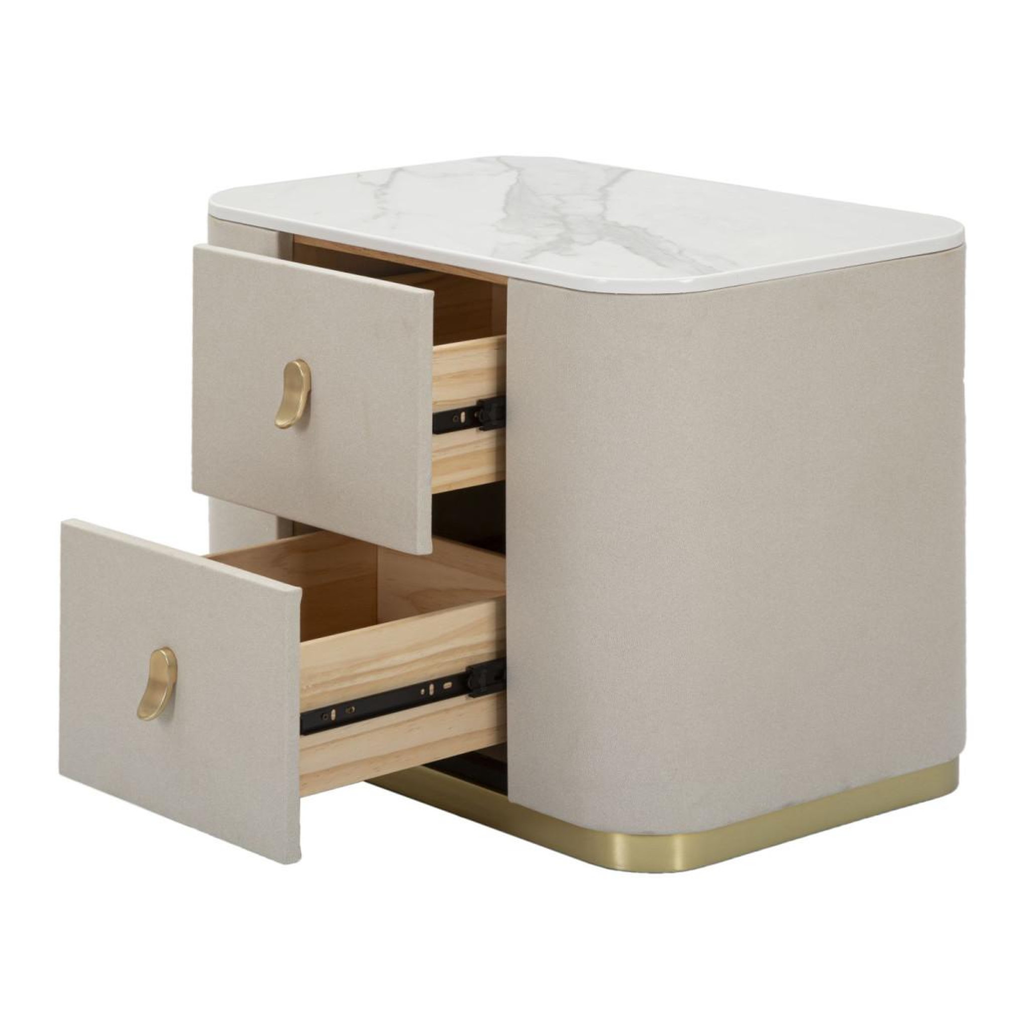 Voir la diapositive 3 : Paris Prix Table de chevet effet marbre  beauty  60cm crème & or
