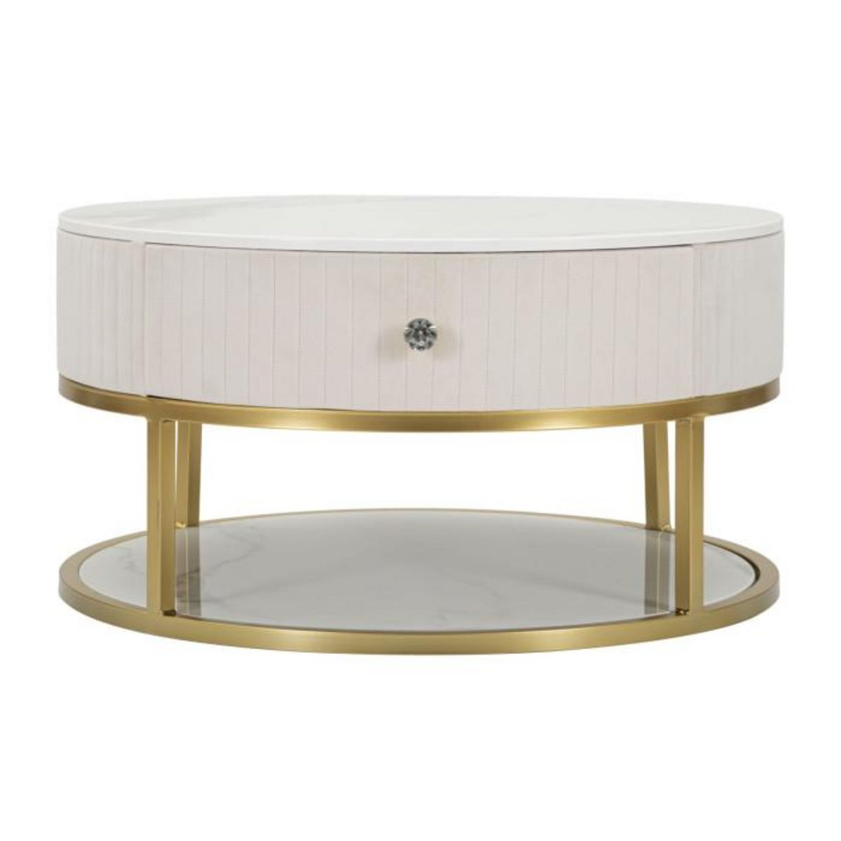 Paris Prix Table Basse Effet Marbre  Montpellier  75cm Crème & Or
