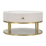 Paris Prix Table Basse Effet Marbre  Montpellier  75cm Crème & Or