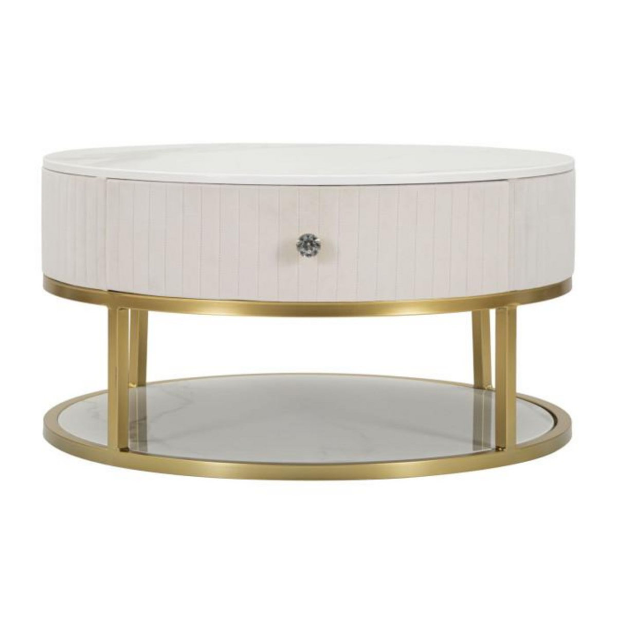 Paris Prix Table Basse Effet Marbre  Montpellier  75cm Crème & Or