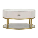 Paris Prix Table Basse Effet Marbre  Montpellier  75cm Crème & Or