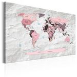 Paris Prix Tableau Imprimé  World Map : Pink Continents. Coloris disponibles : Multicolore