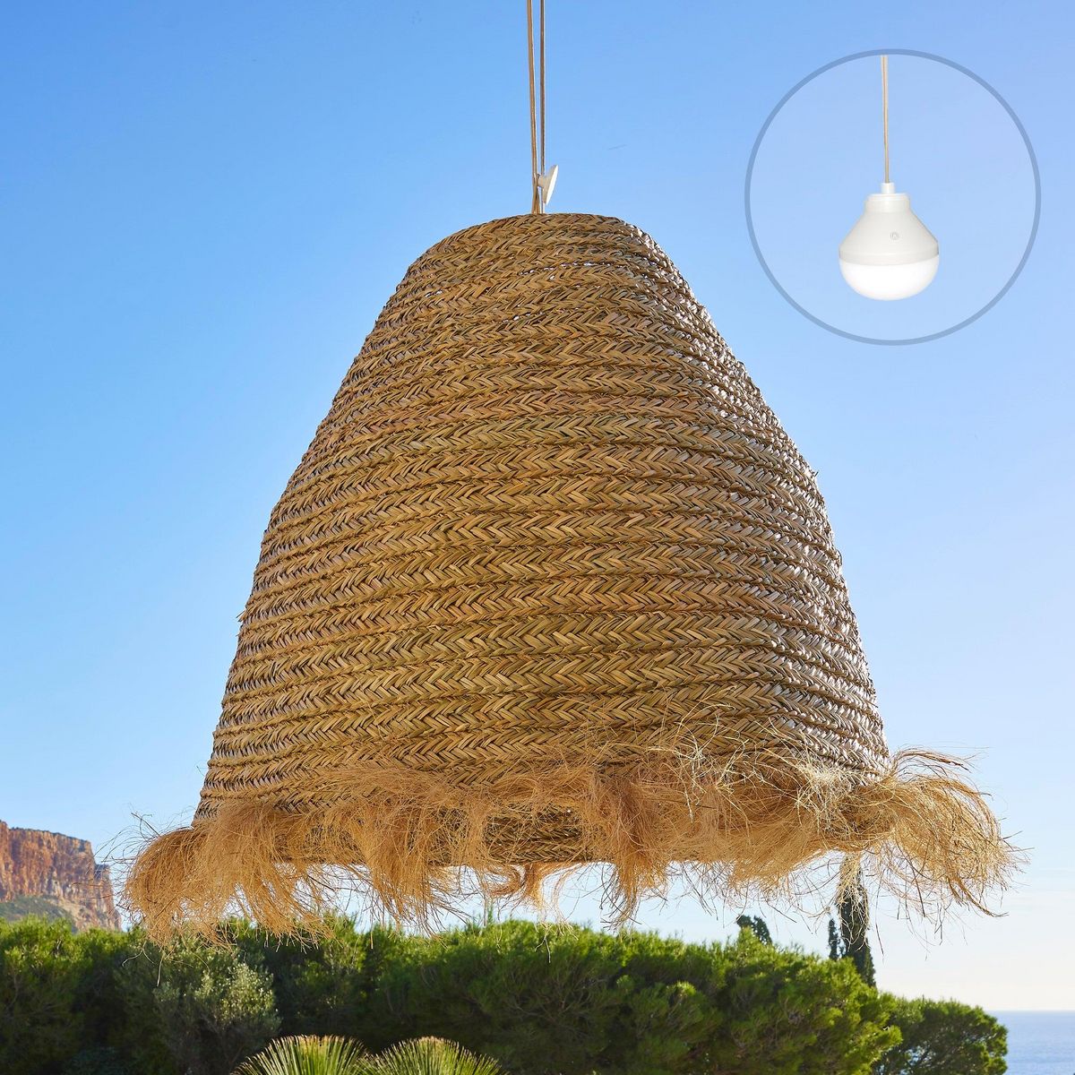 Lumisky Suspension nomade BIG ANAFI Beige Jonc de mer D100 cm