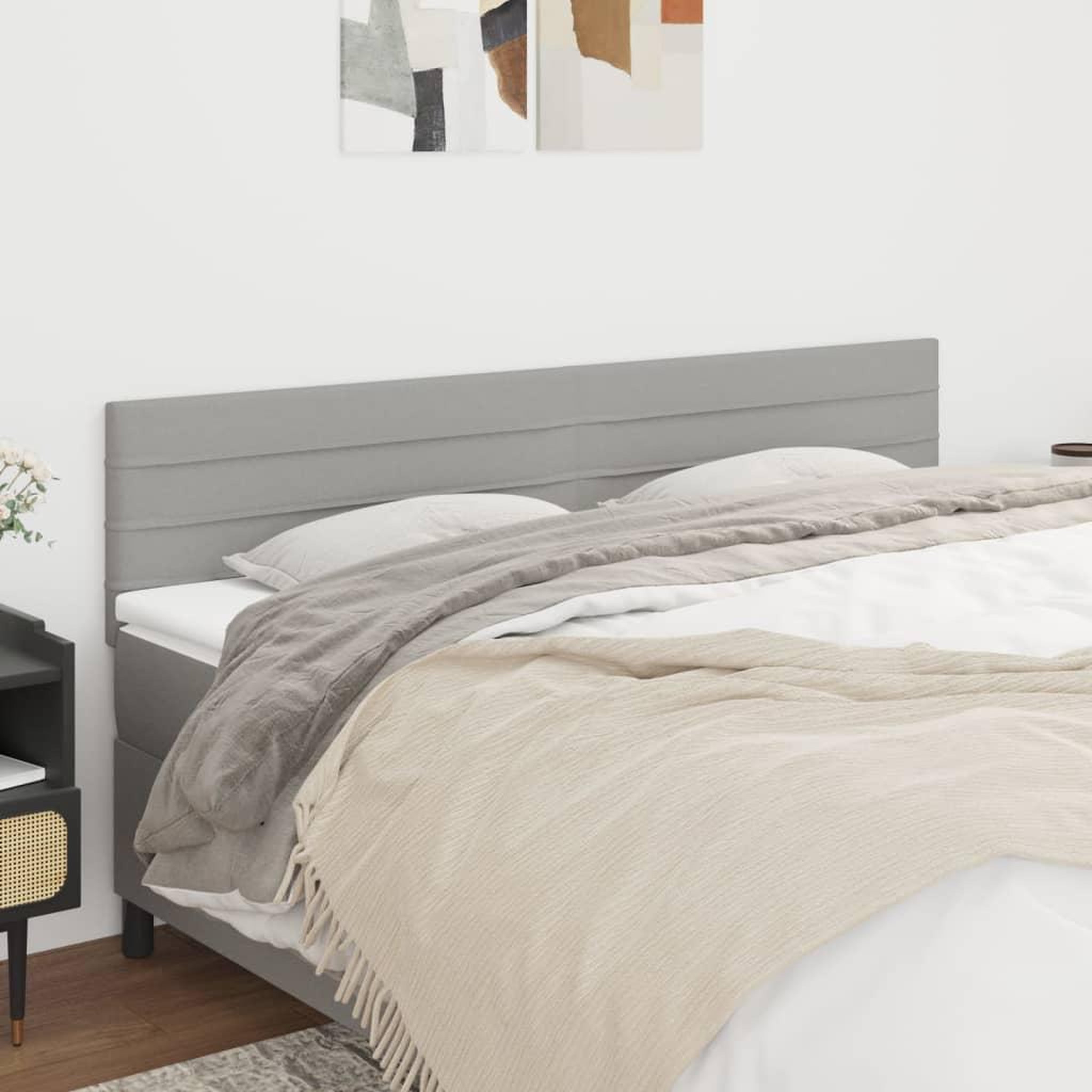 Voir la diapositive 1 : VIDAXL Tetes de lit 2 pcs Gris clair 100x5x78/88 cm Tissu