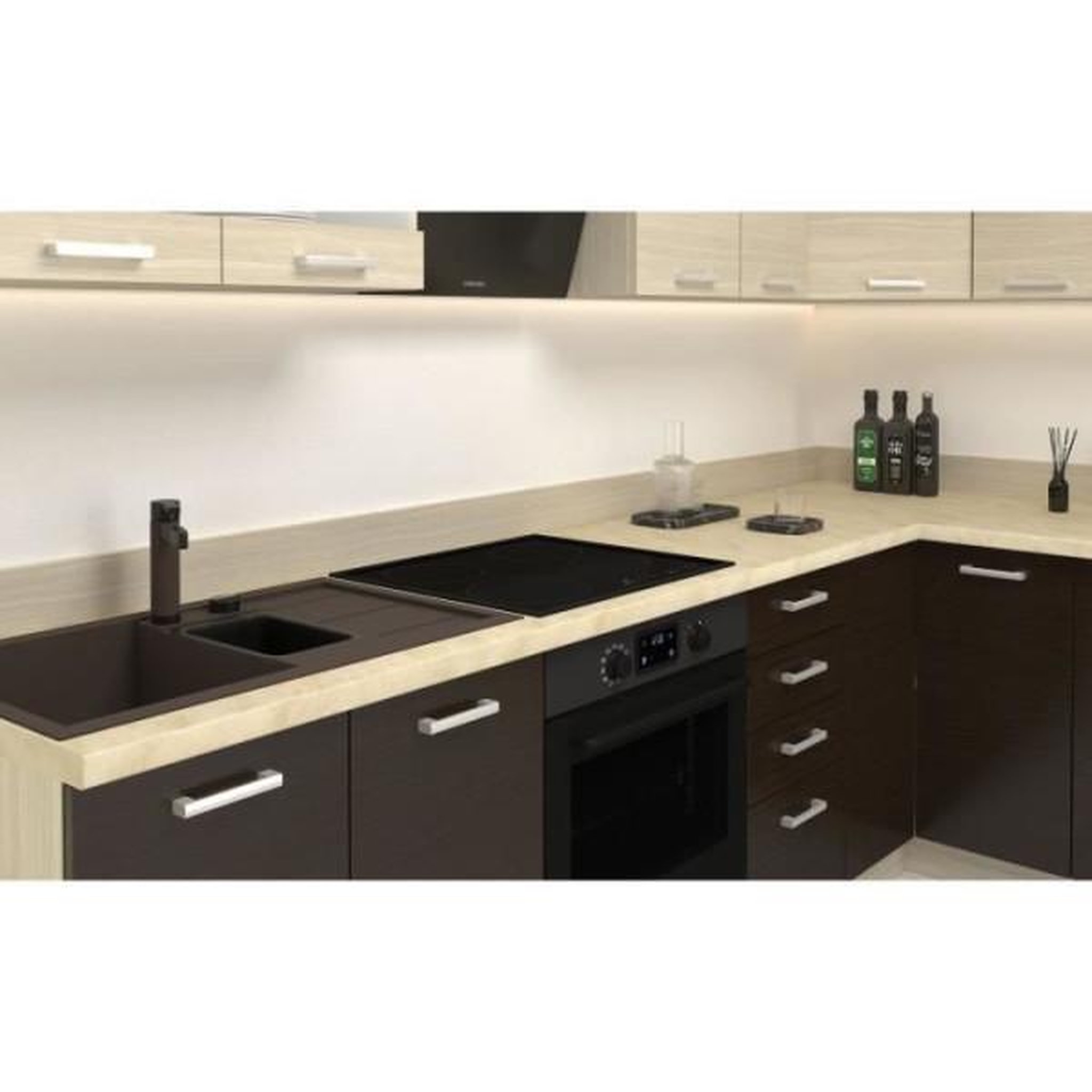 Voir la diapositive 4 : MARKET24 CHAMONIX Plan de travail Stratifié - L 180 cm - Ep 28 mm - Beige mat