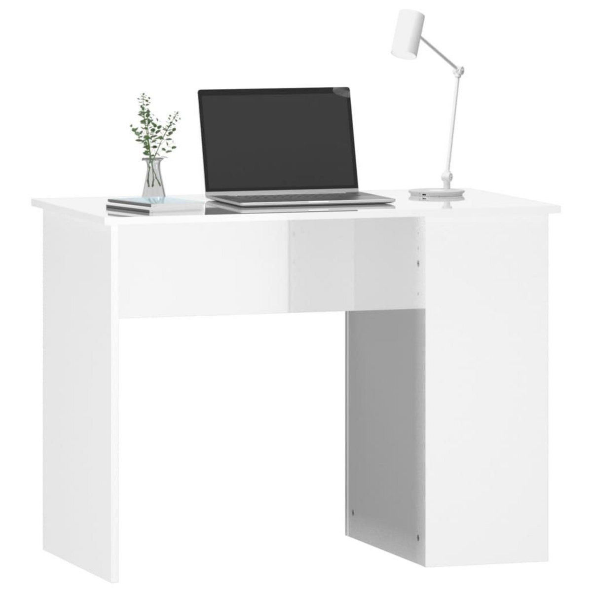 VIDAXL Bureau Blanc brillant 100x55x75 cm Bois d'ingenierie