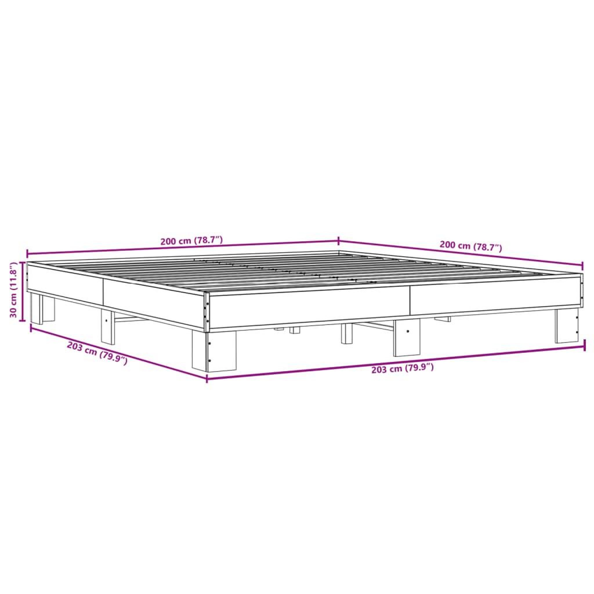 Voir la diapositive 6 : VIDAXL Cadre de lit sans matelas chene sonoma 200x200 cm