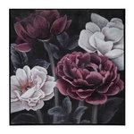 ATMOSPHERA Toile Peinte Déco  Cadre Fleur  58x58cm Noir