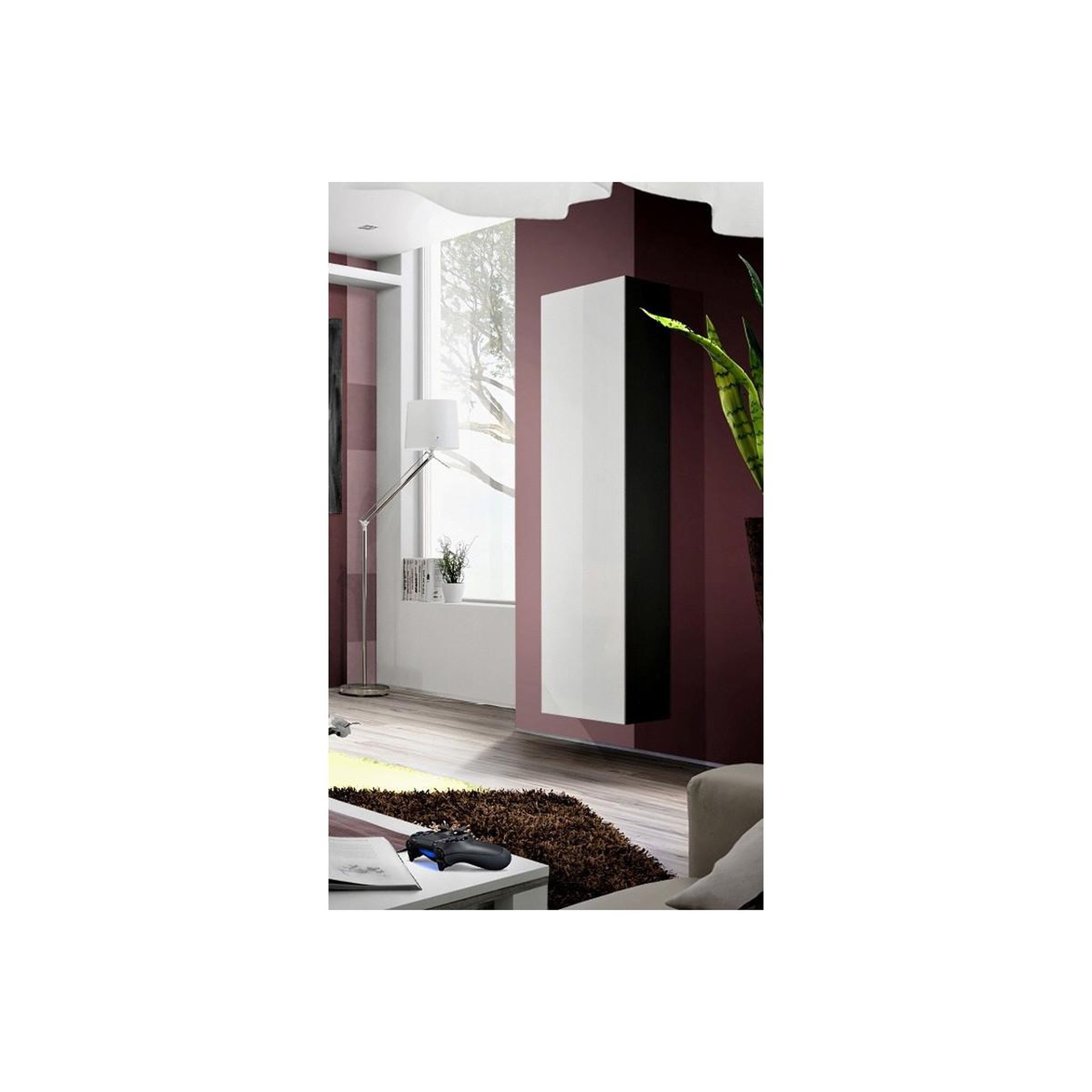 Voir la diapositive 2 : Paris Prix Vitrine Murale Design  Fly A1  170cm Blanc & Noir