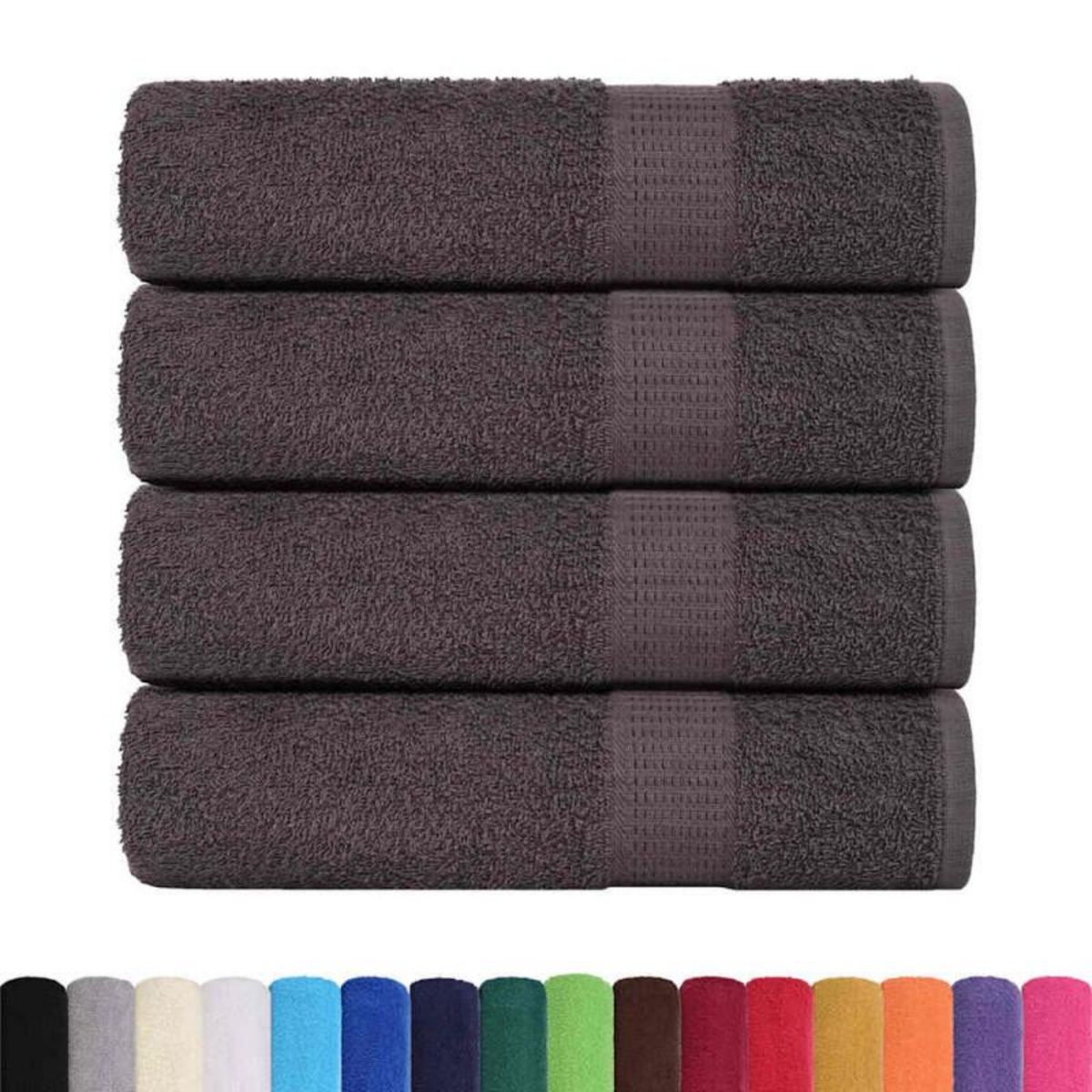 VIDAXL Serviettes de bain 4 pcs anthracite 100x150 cm 100% coton